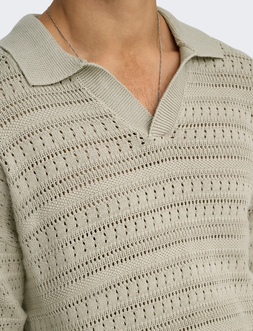 ONLY & SONS - ONSGRAYSON DS 5 CHOCHET POLO KNIT NOOS - knitted polos - silver lining - 4