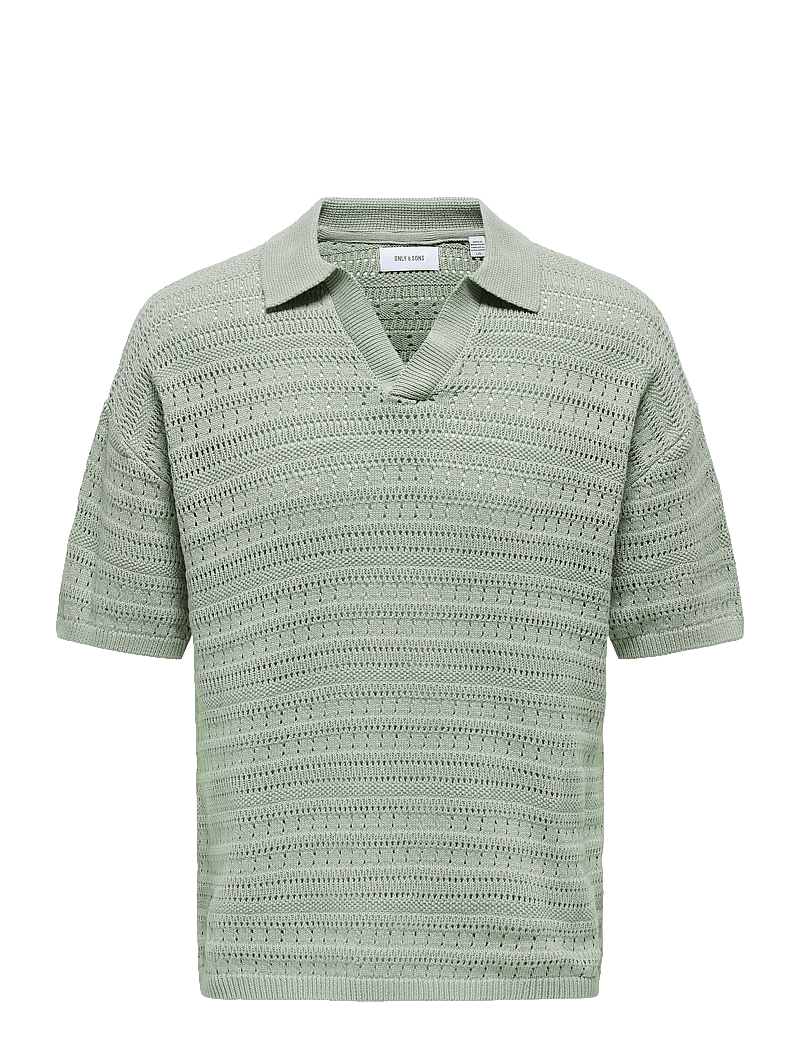 ONLY & SONS - ONSGRAYSON DS 5 CHOCHET POLO KNIT NOOS - polostrik - wrought iron - 1
