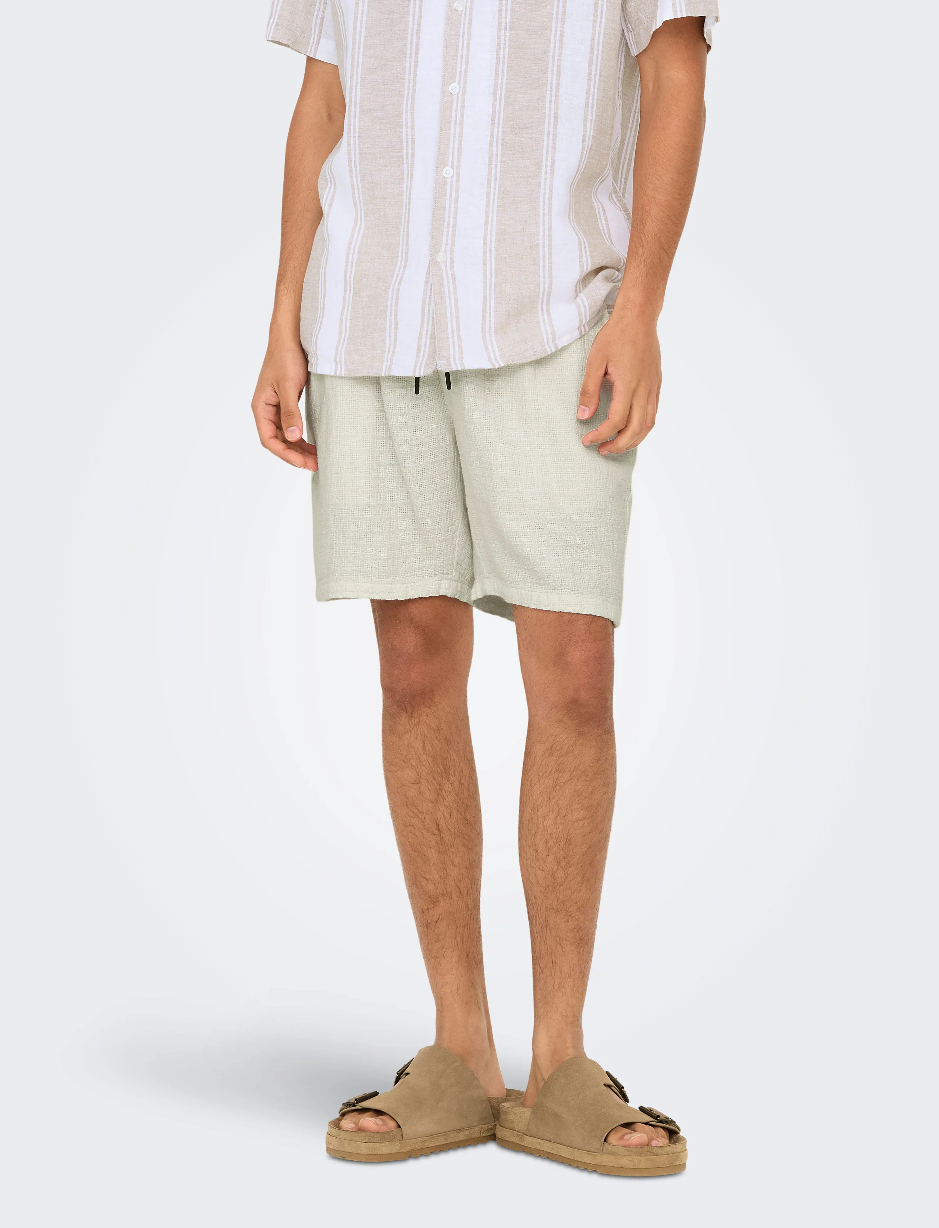 ONLY & SONS Onstel Latham 0257 Shorts Noos, Mænd, Snøre Shorts, Beige, Str: S