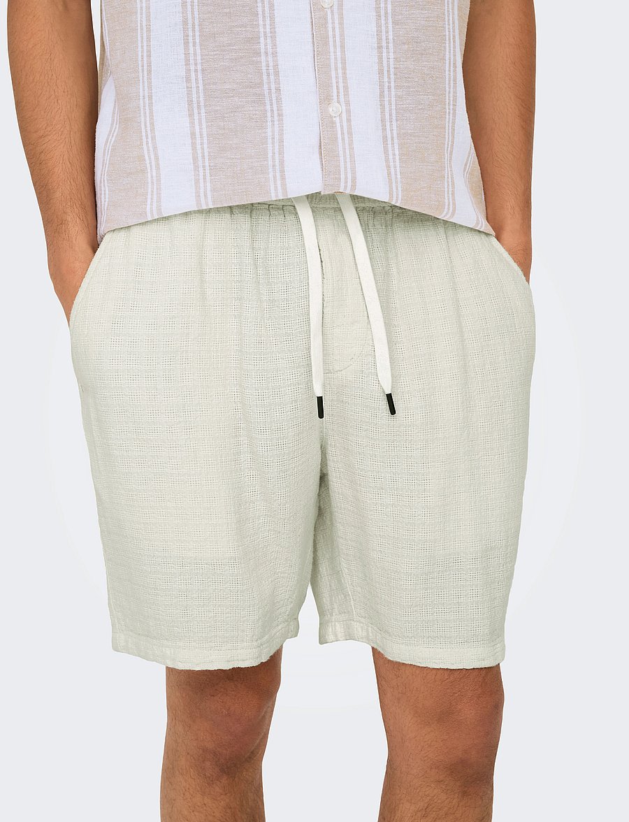 ONLY & SONS - ONSTEL LATHAM 0257 SHORTS NOOS - linnen shorts - cloud dancer - 4