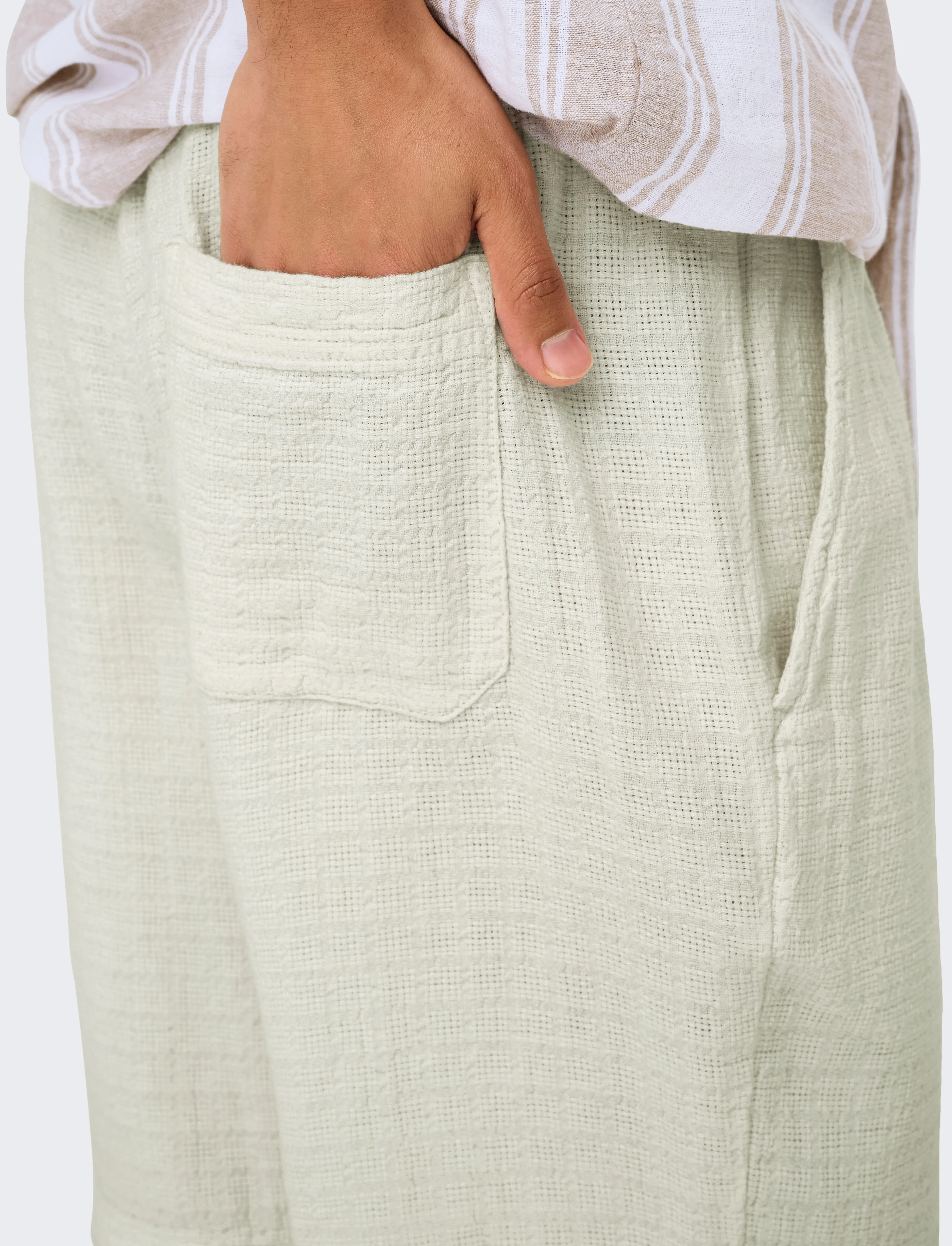 ONLY & SONS - ONSTEL LATHAM 0257 SHORTS NOOS - linen shorts - cloud dancer - 5