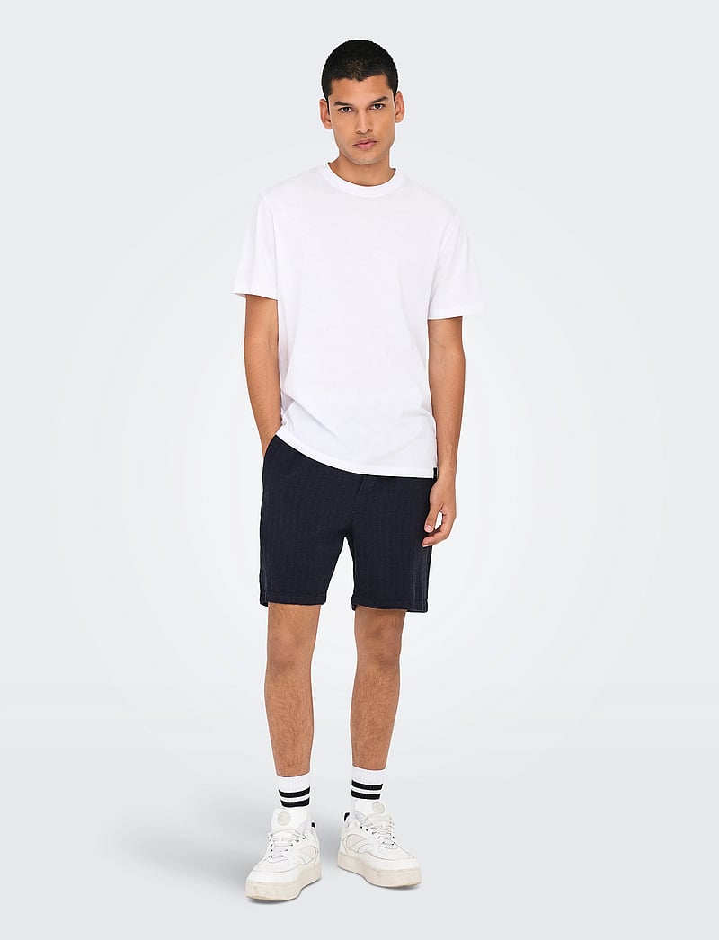 ONLY & SONS - ONSTEL LATHAM 0257 SHORTS NOOS - leinen-shorts - dark navy - 4