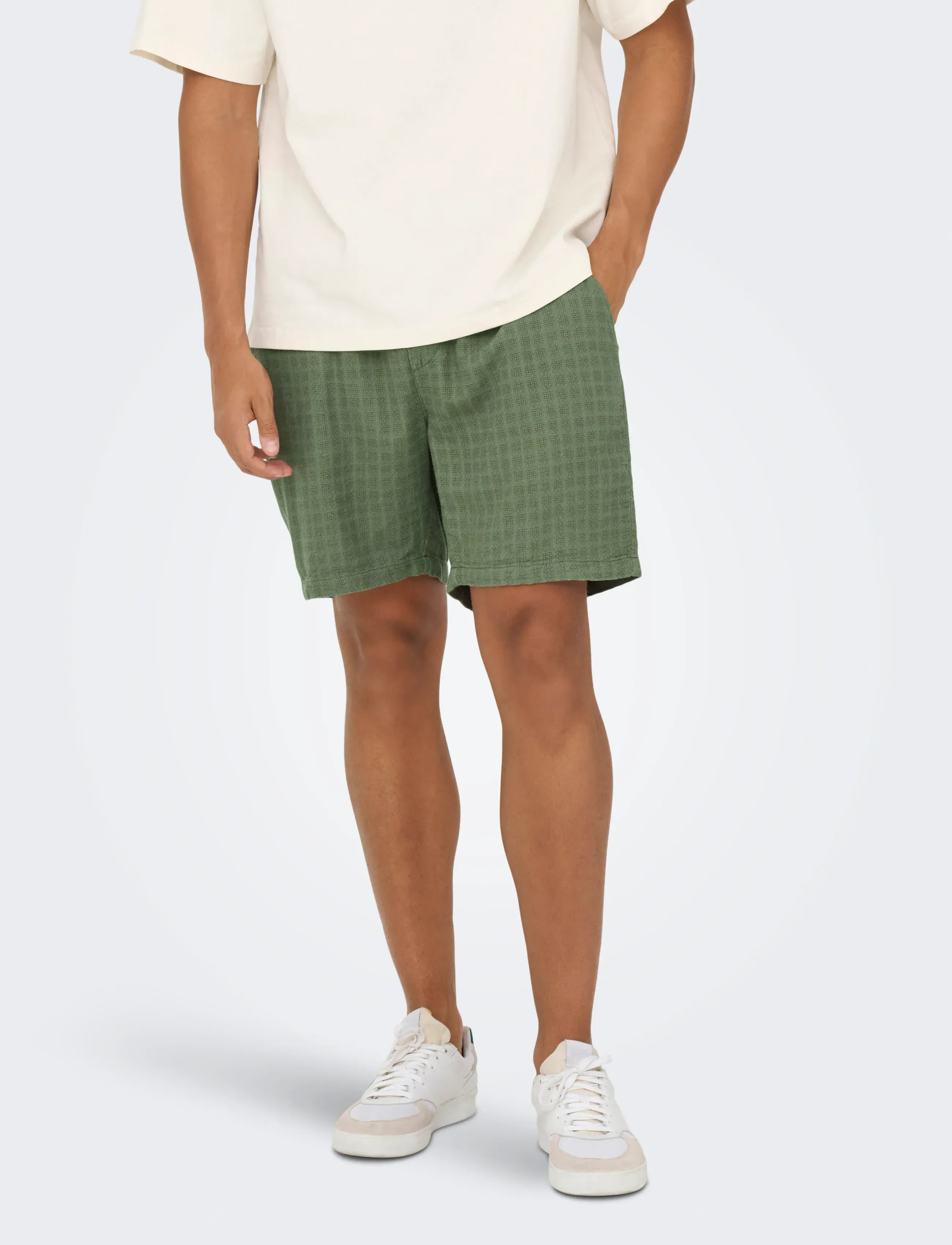 ONLY & SONS Onstel Latham 0257 Shorts Noos, XS, Green, Shorts > Linen Shorts, Herre