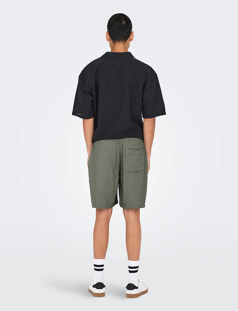 ONLY & SONS - ONSTEL LINEN LATHAM 0257 SHORTS NOOS - szorty lniane - dusty olive - 3