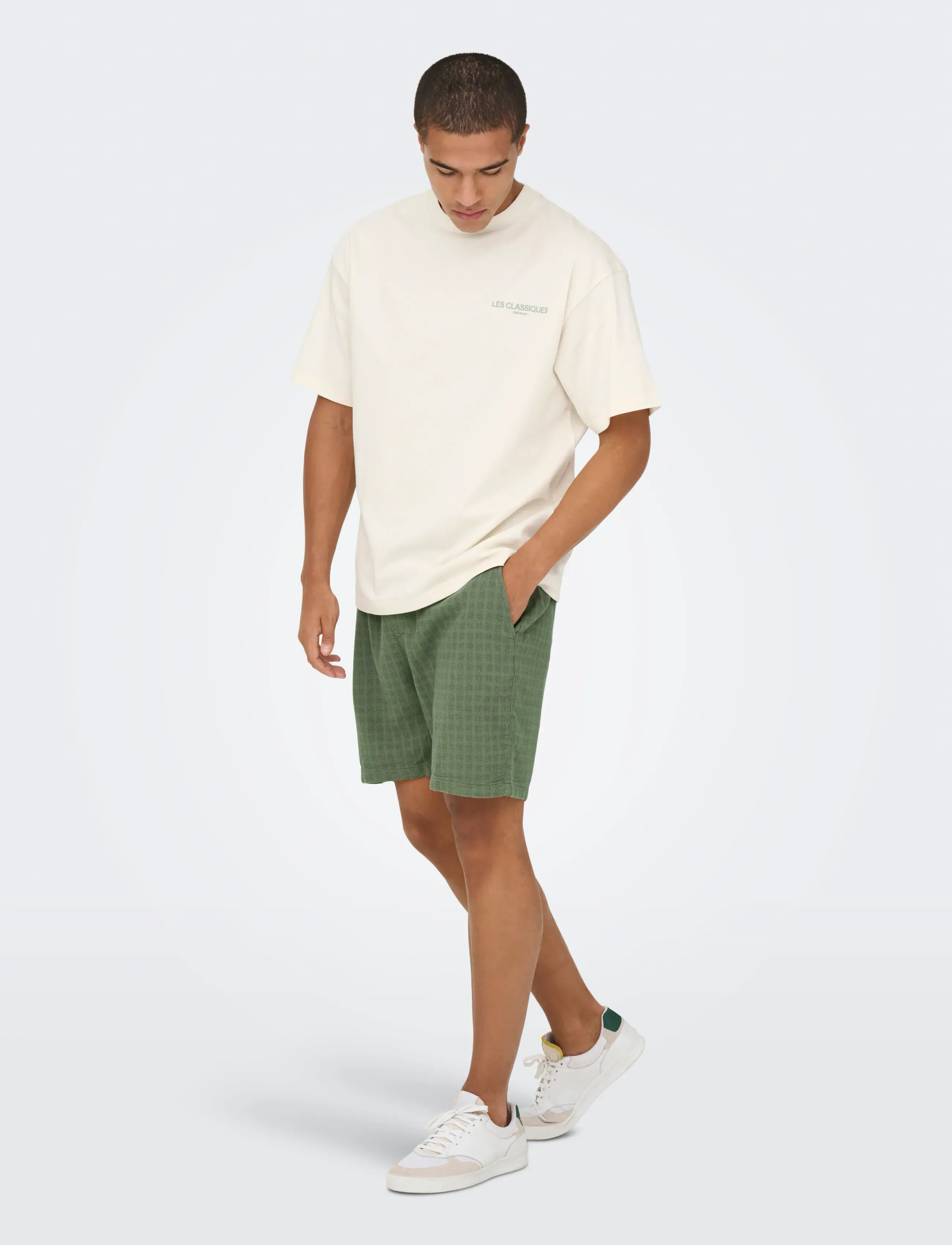 ONLY & SONS - ONSTEL LATHAM 0257 SHORTS NOOS - linshorts - dusty olive - 4