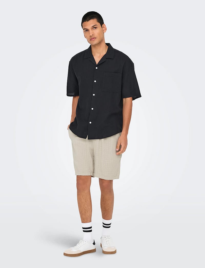 ONLY & SONS - ONSTEL LATHAM 0257 SHORTS NOOS - linased lühikesed püksid - silver lining - 4