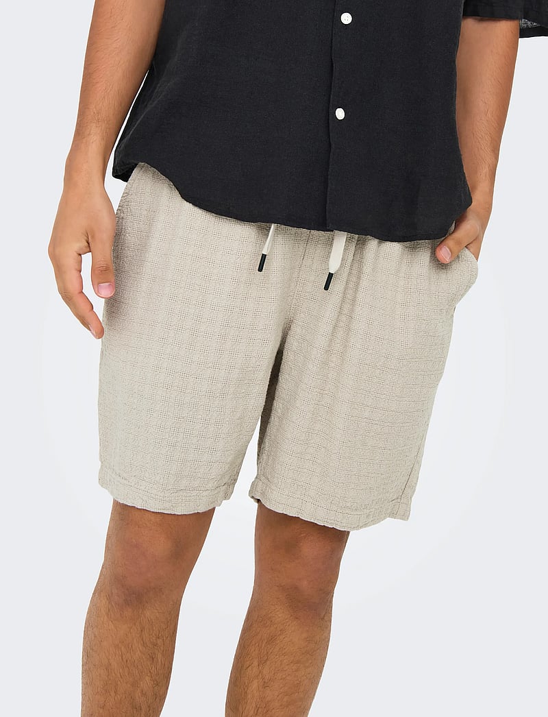 ONLY & SONS - ONSTEL LATHAM 0257 SHORTS NOOS - linased lühikesed püksid - silver lining - 5