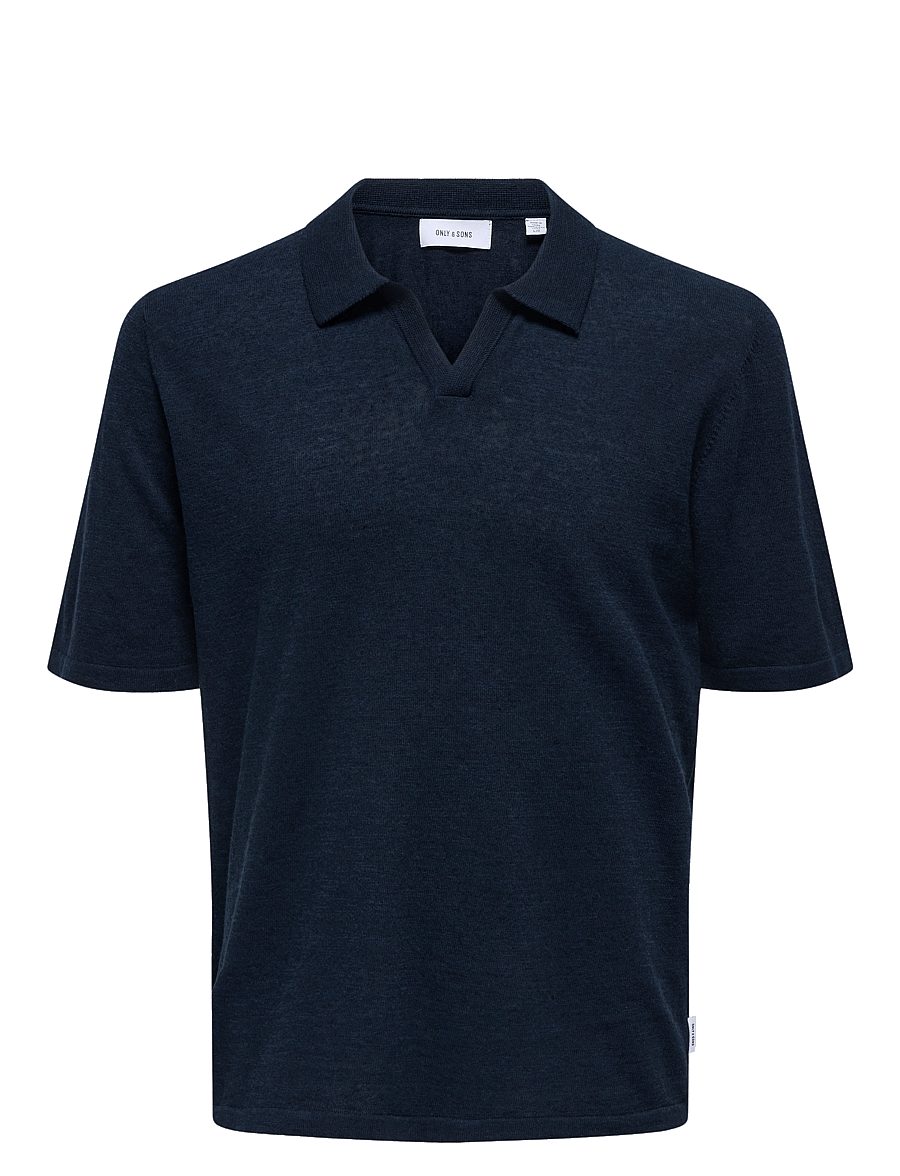 ONLY & SONS - ONSGEORGE REG 12 LINEN SS POLO KNIT - kurzärmelig - dark sapphire - 1