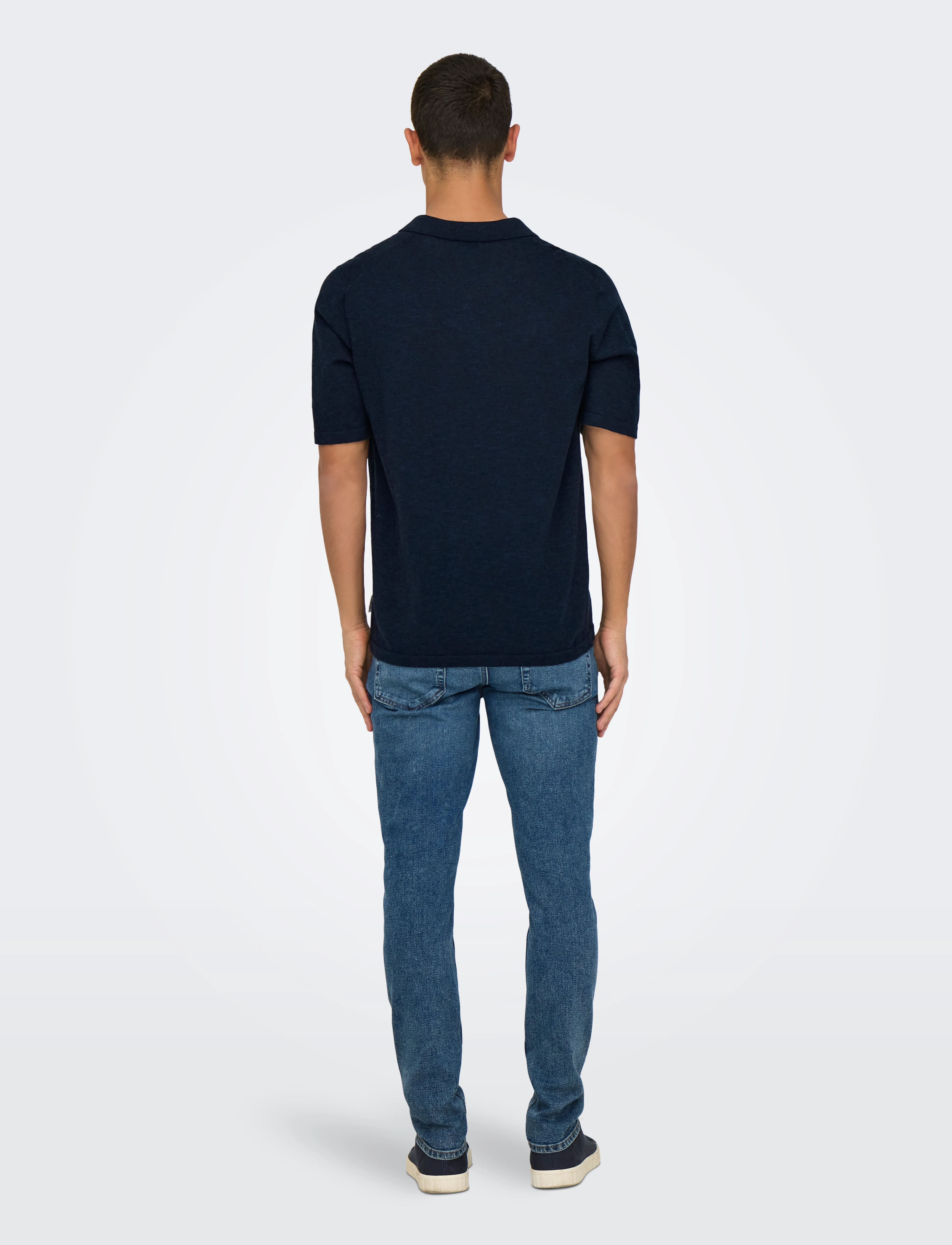ONLY & SONS - ONSGEORGE REG 12 LINEN SS POLO KNIT - kurzärmelig - dark sapphire - 3