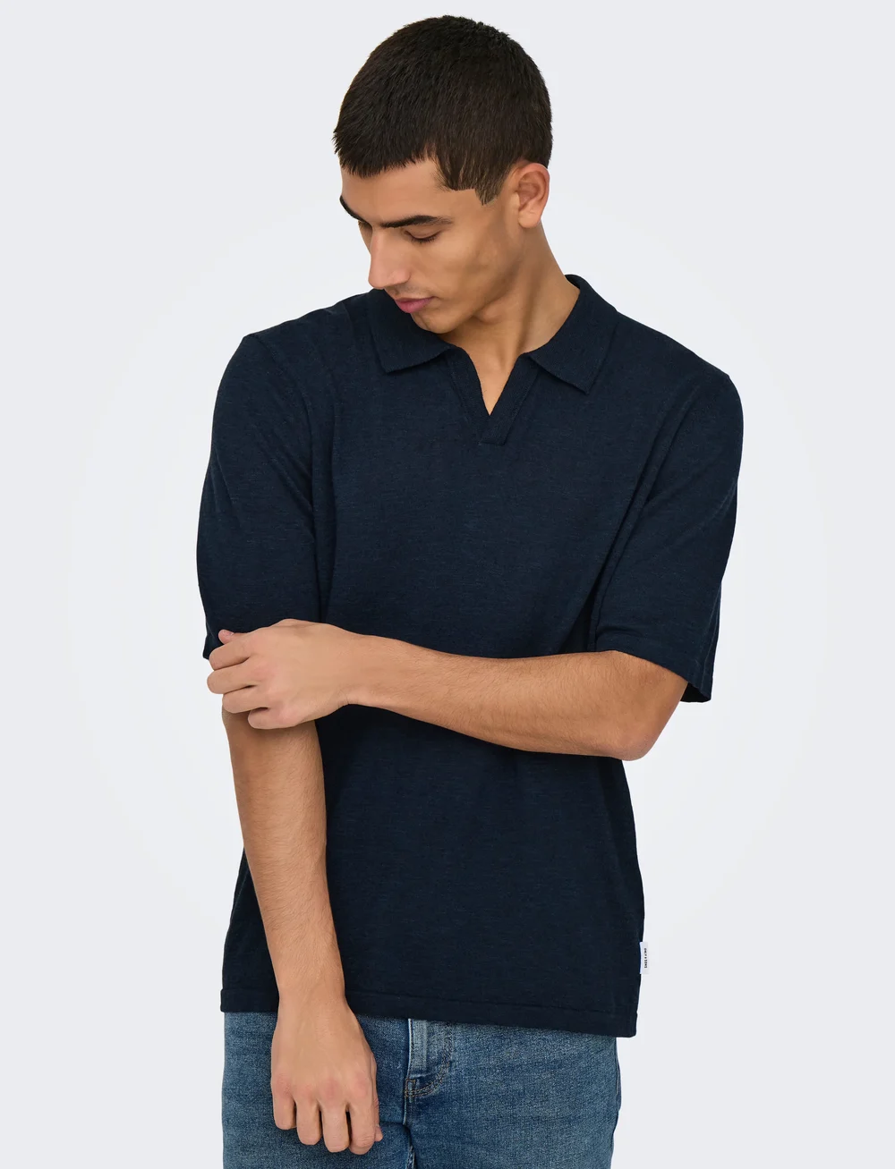 ONLY & SONS - ONSGEORGE REG 12 LINEN SS POLO KNIT - kortærmede poloer - dark sapphire - 5