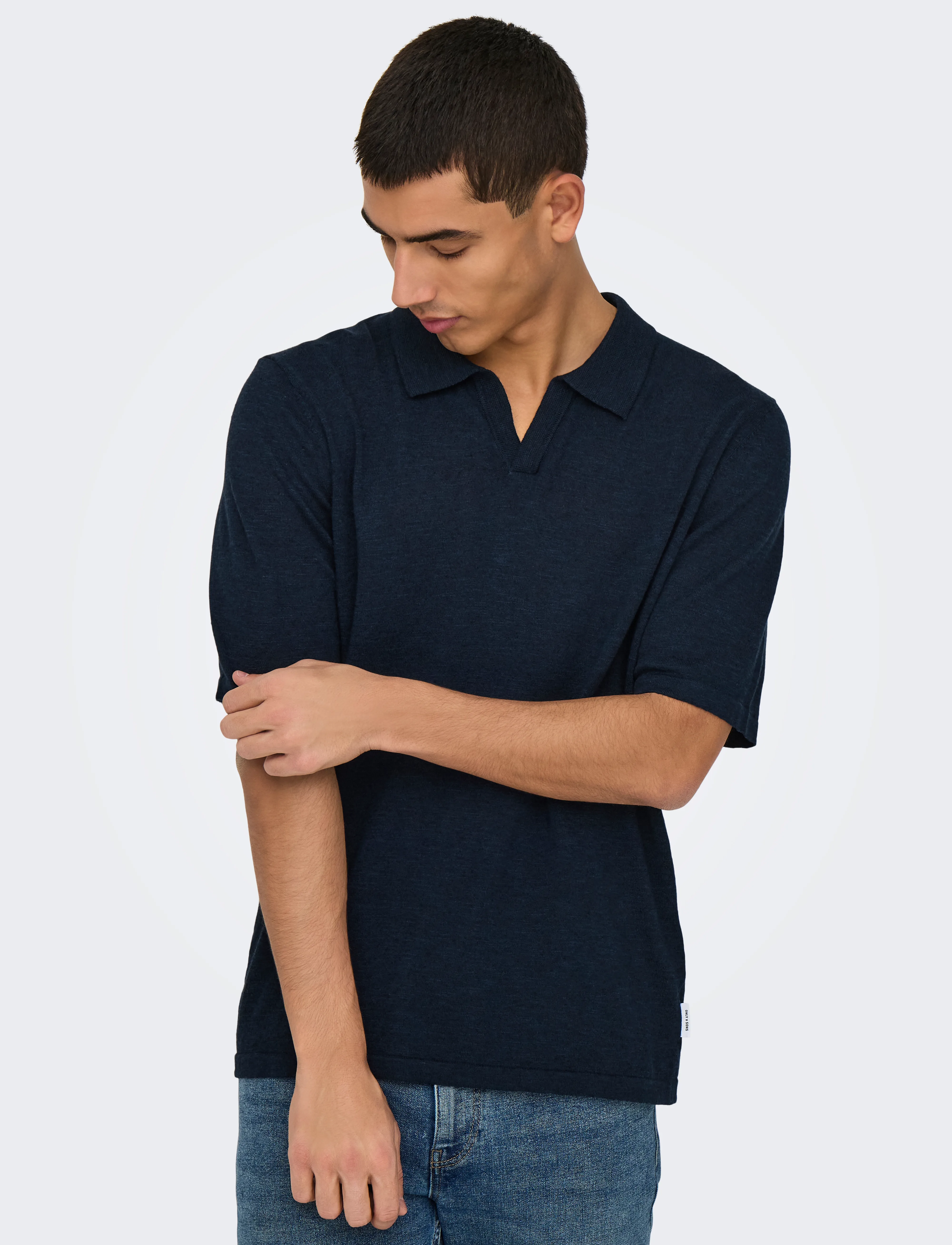 ONLY & SONS - ONSGEORGE REG 12 LINEN SS POLO KNIT - kurzärmelig - dark sapphire - 5