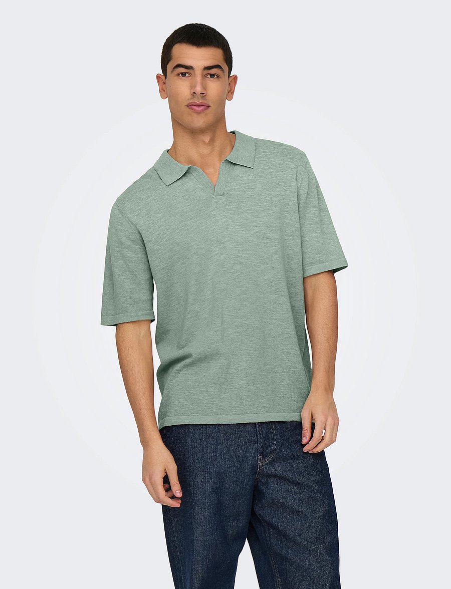 ONLY & SONS - ONSGEORGE REG 12 LINEN SS POLO KNIT - kortærmede poloer - iceberg green - 0