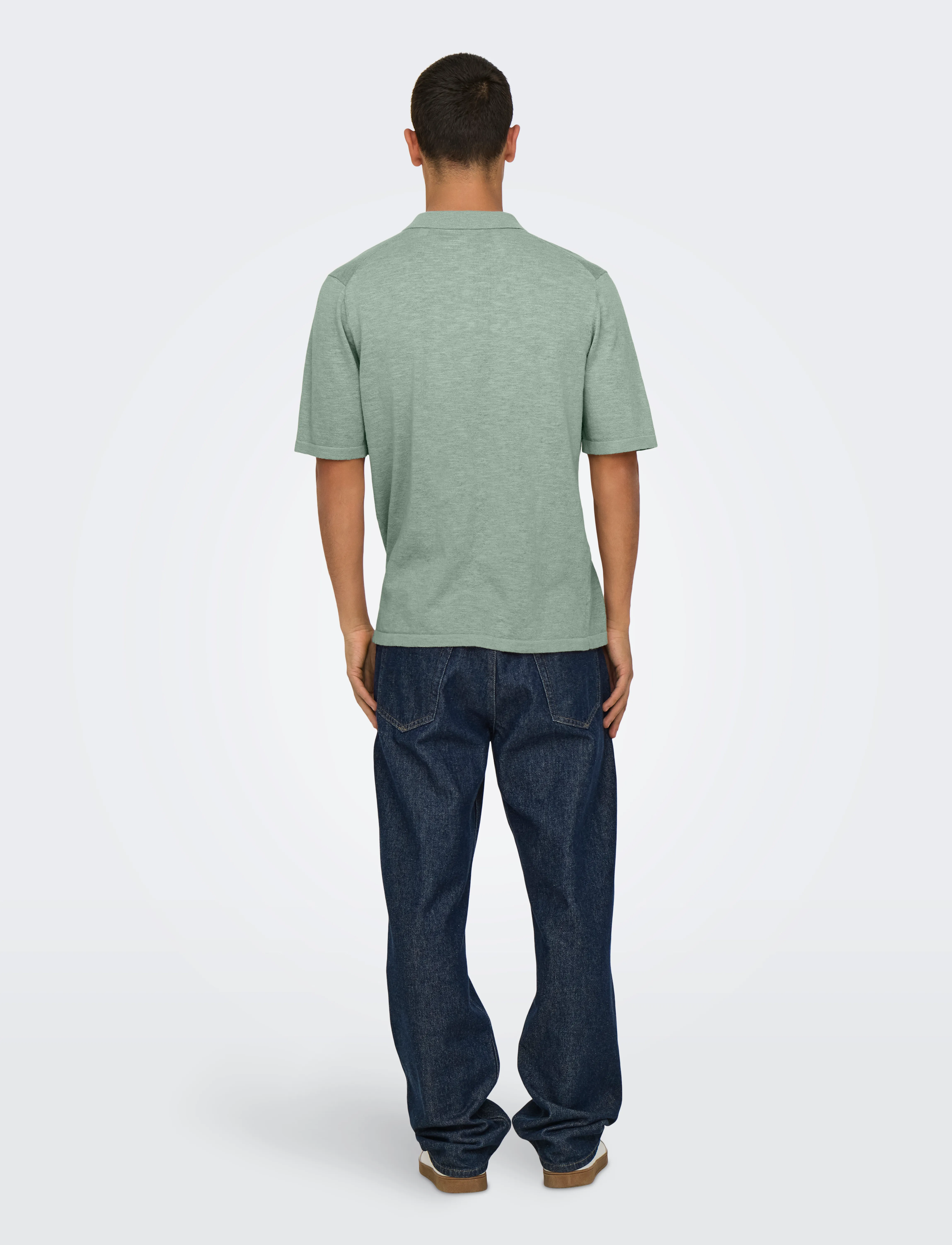 ONLY & SONS - ONSGEORGE REG 12 LINEN SS POLO KNIT - kortærmede poloer - iceberg green - 3