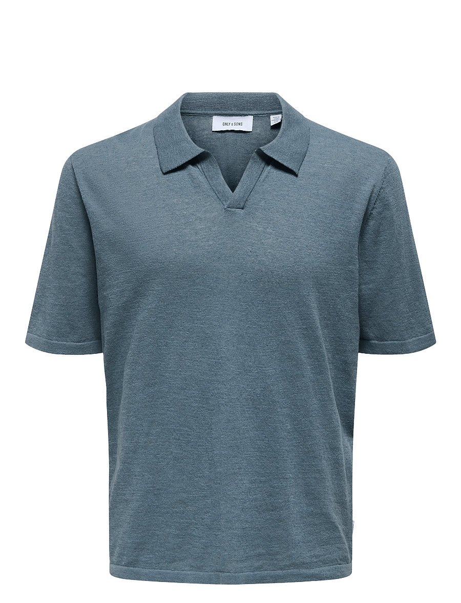 ONLY & SONS - ONSGEORGE REG 12 LINEN SS POLO KNIT - kortærmede poloer - stormy weather - 1