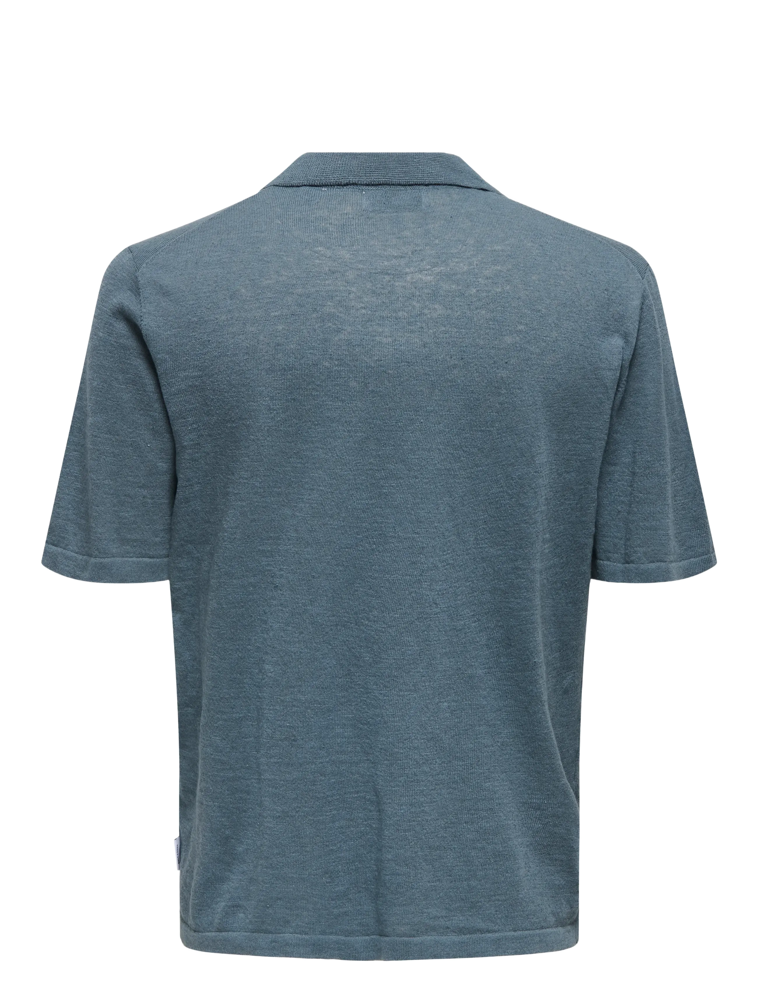 ONLY & SONS - ONSGEORGE REG 12 LINEN SS POLO KNIT - kortærmede poloer - stormy weather - 2