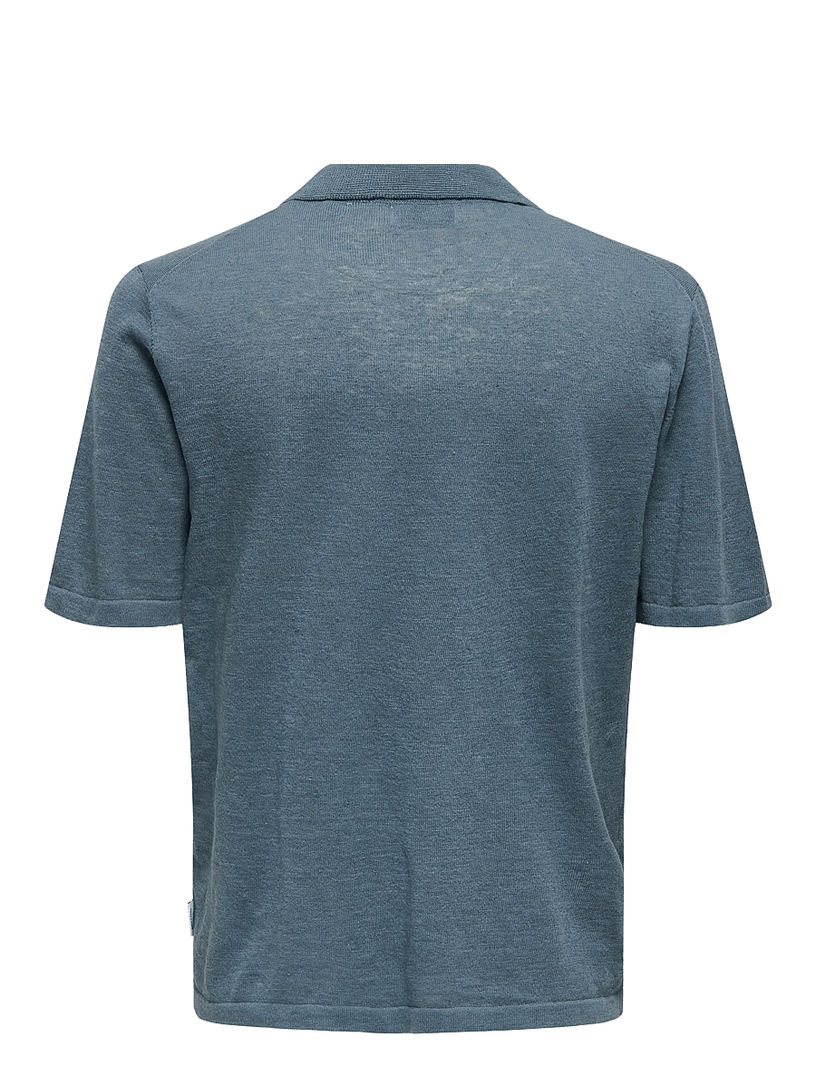 ONLY & SONS - ONSGEORGE REG 12 LINEN SS POLO KNIT - kortærmede poloer - stormy weather - 2