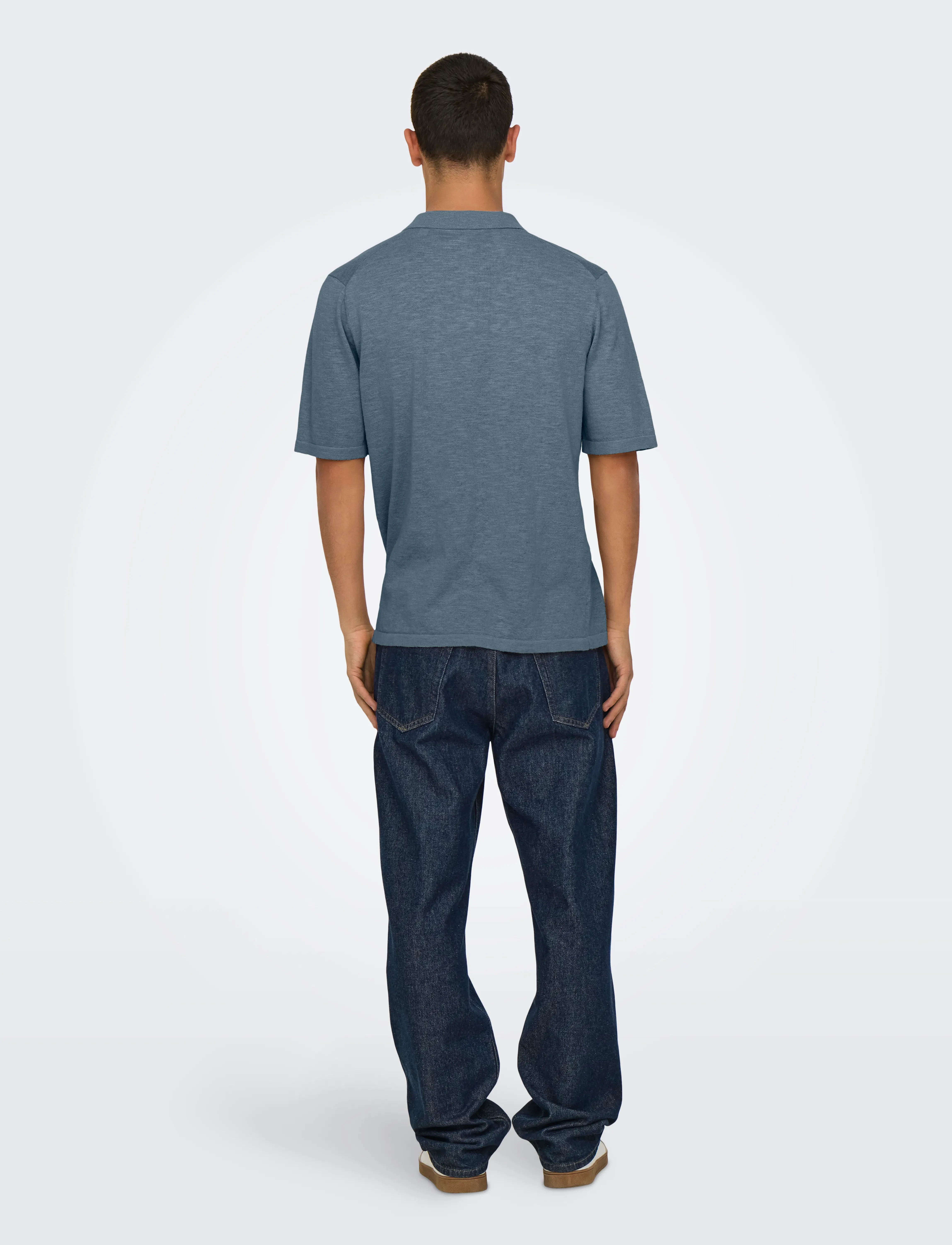ONLY & SONS - ONSGEORGE REG 12 LINEN SS POLO KNIT - kortærmede poloer - stormy weather - 3