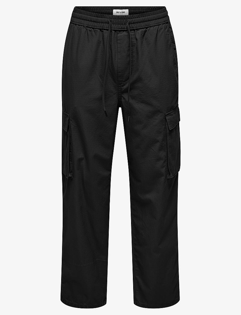 ONLY & SONS - ONSSINUS LOOSE CARGO RIPSTOP 0259 PANT - cargobyxor - black - 0