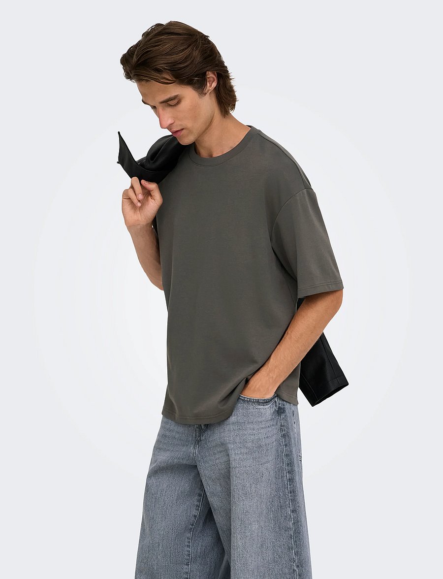 ONLY & SONS - ONSCASPIAN AIRFLEX BOXY SS TEE NOOS - lühikeste varrukatega t-särgid - beluga - 0