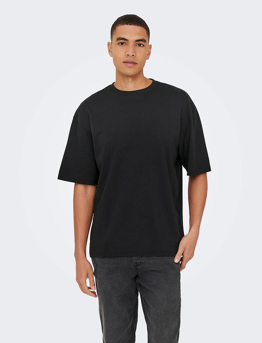 ONLY & SONS - ONSCASPIAN AIRFLEX BOXY SS TEE NOOS - lühikeste varrukatega t-särgid - black - 0