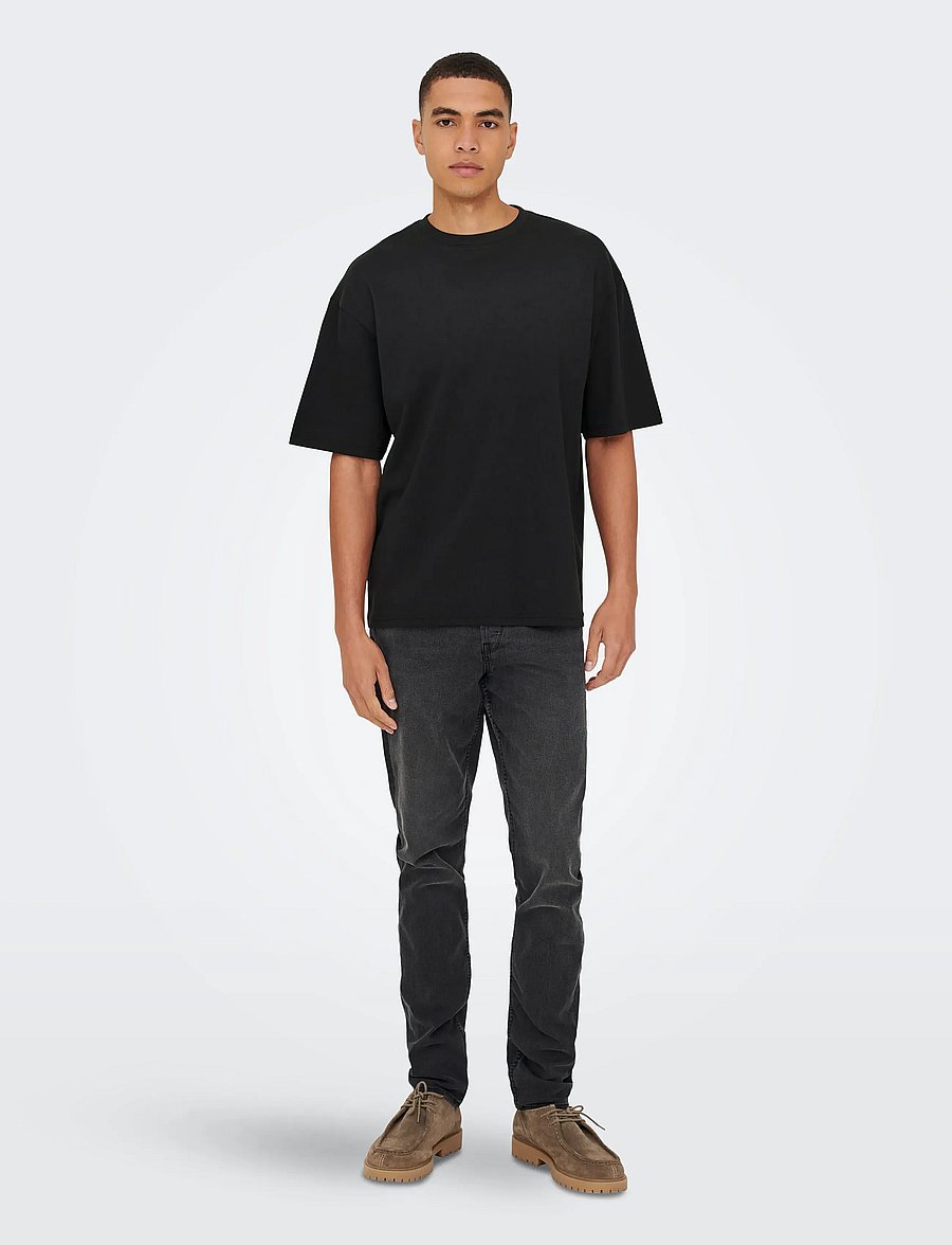 ONLY & SONS - ONSCASPIAN AIRFLEX BOXY SS TEE NOOS - lühikeste varrukatega t-särgid - black - 4