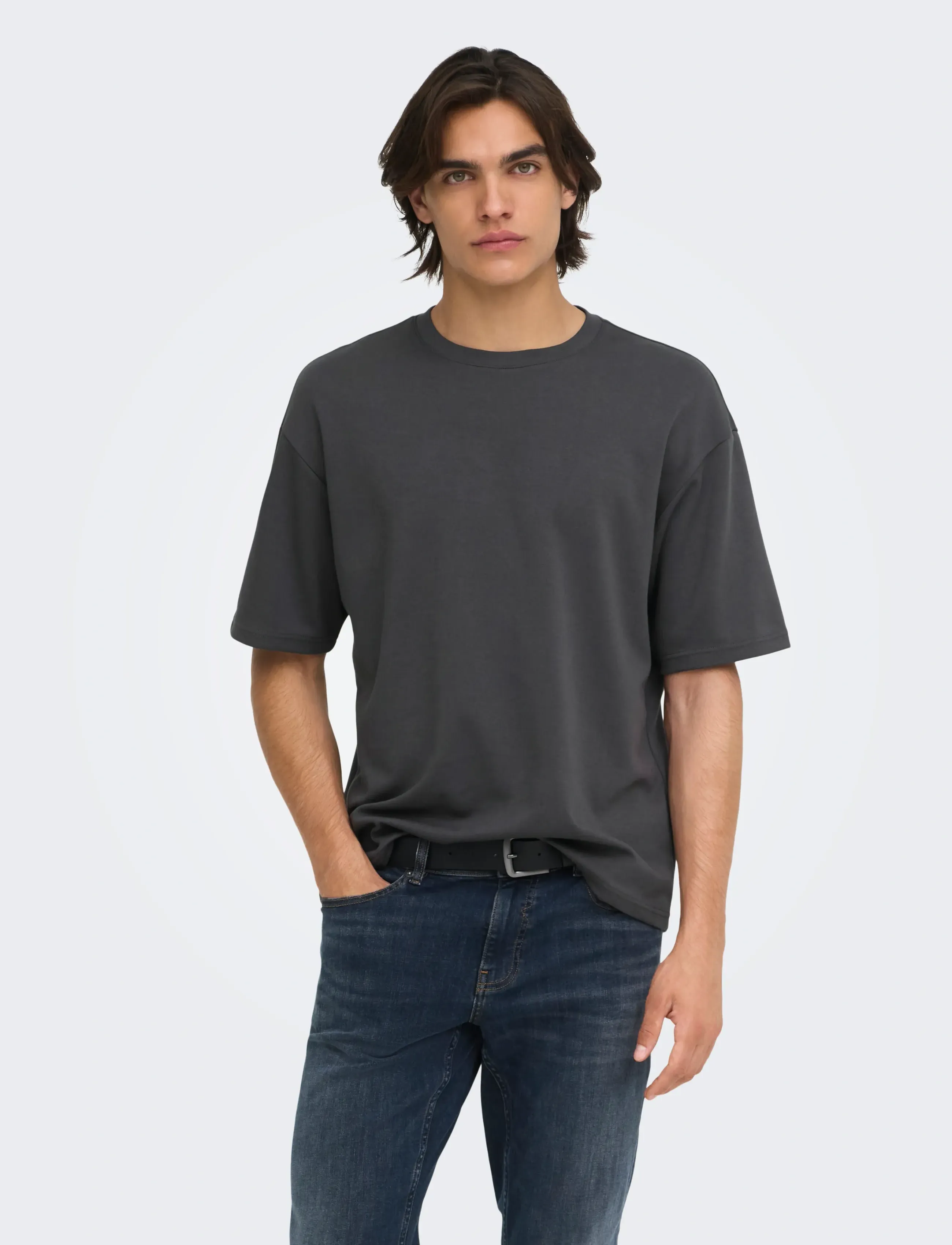ONLY & SONS ONSCASPIAN AIRFLEX BOXY SS TEE NOOS - ONLY & SONS - GREY PINSTRIPE / grey
