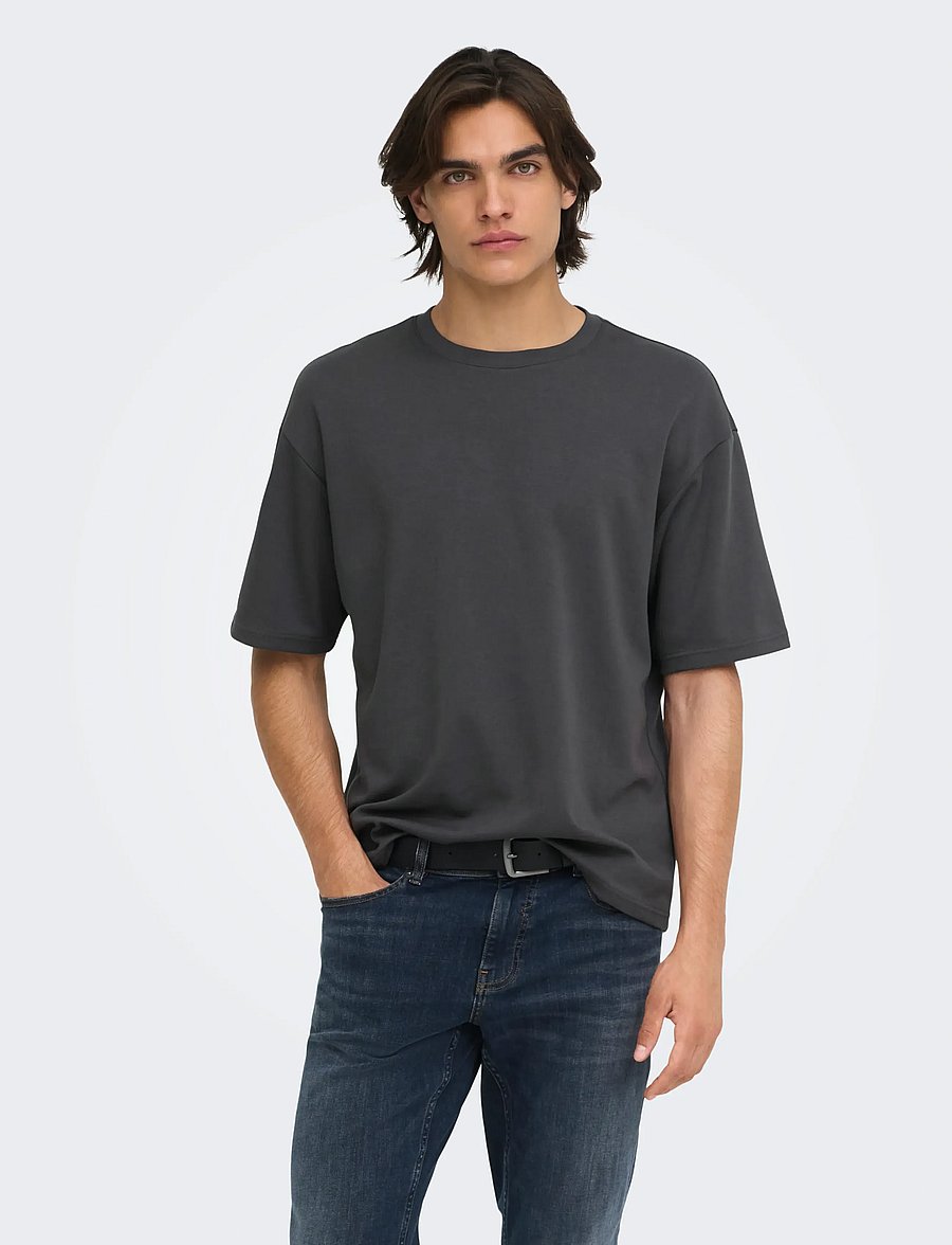 ONLY & SONS - ONSCASPIAN AIRFLEX BOXY SS TEE NOOS - lühikeste varrukatega t-särgid - grey pinstripe - 0