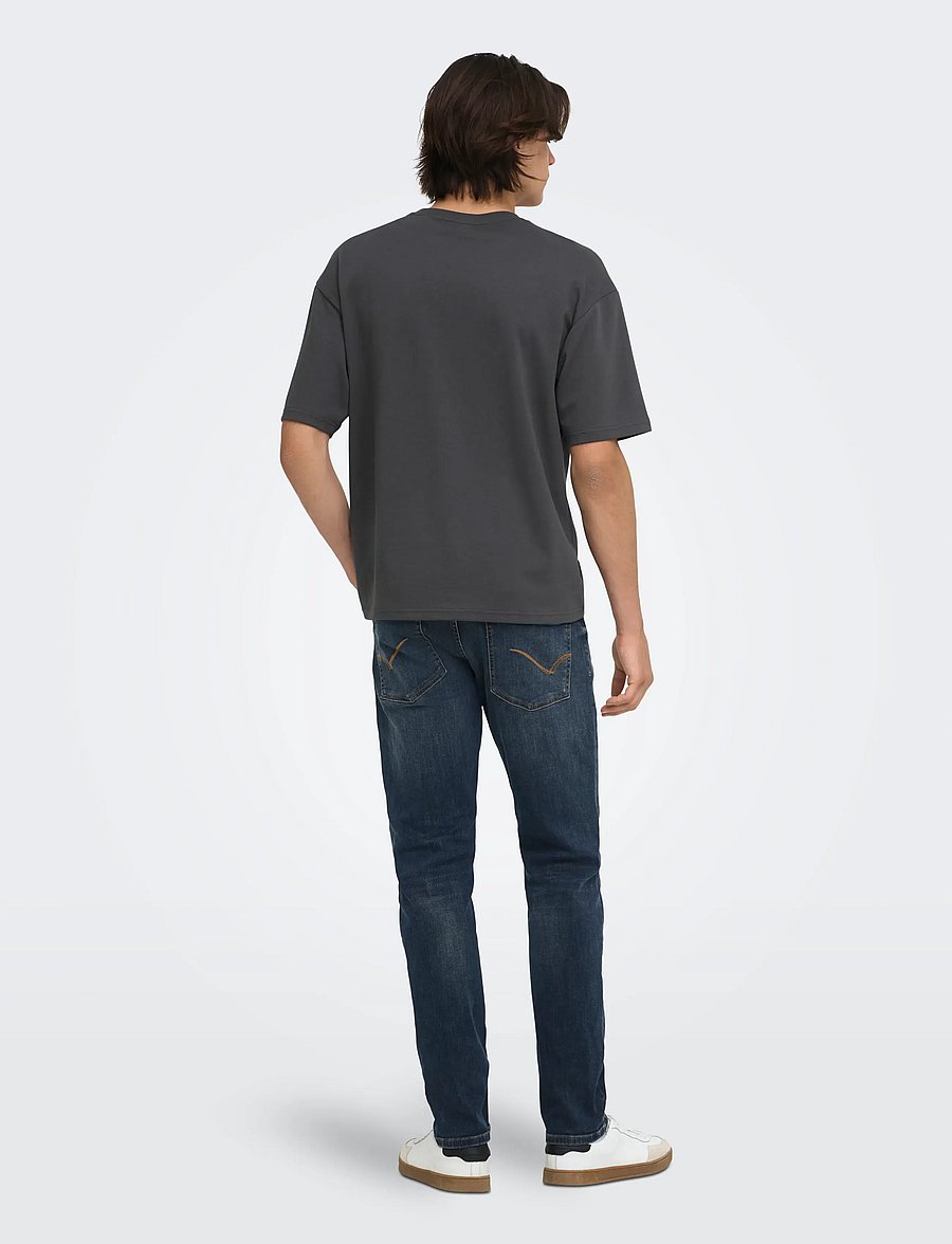 ONLY & SONS - ONSCASPIAN AIRFLEX BOXY SS TEE NOOS - lühikeste varrukatega t-särgid - grey pinstripe - 3