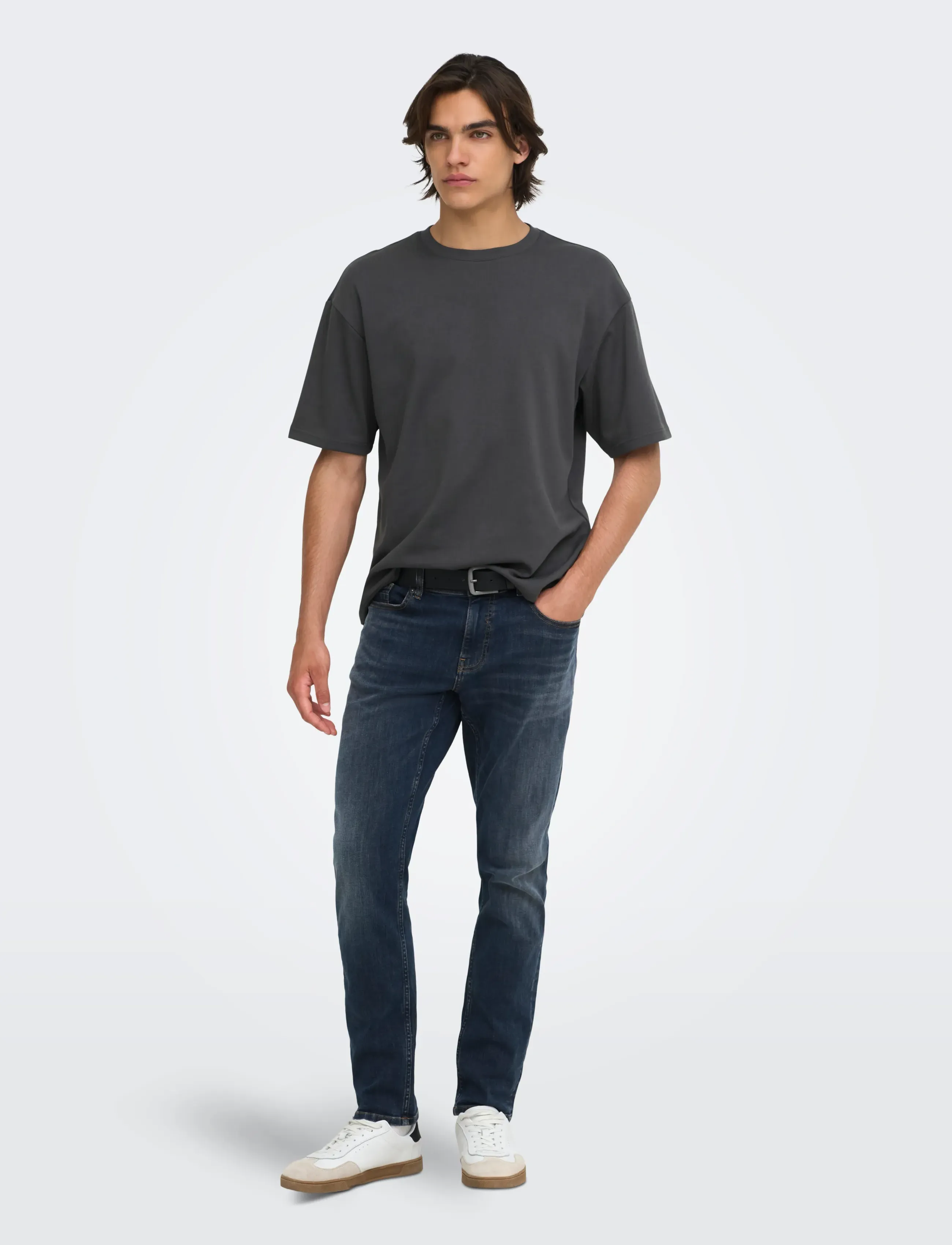 ONLY & SONS - ONSCASPIAN AIRFLEX BOXY SS TEE NOOS - kortärmade t-shirts - grey pinstripe - 4