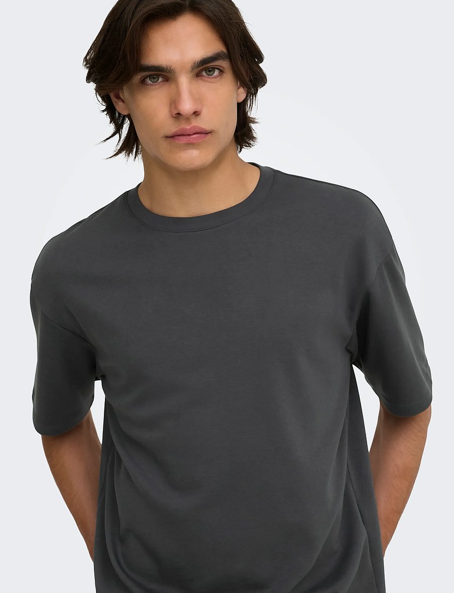 ONLY & SONS - ONSCASPIAN AIRFLEX BOXY SS TEE NOOS - lühikeste varrukatega t-särgid - grey pinstripe - 5