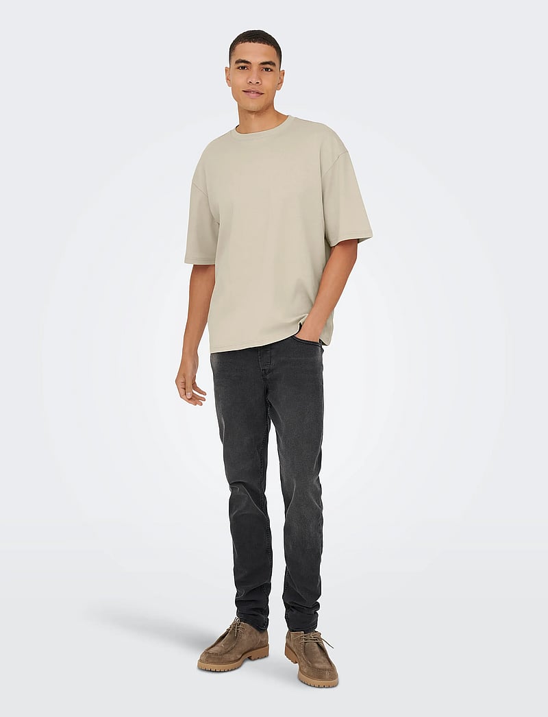 ONLY & SONS - ONSCASPIAN AIRFLEX BOXY SS TEE NOOS - lühikeste varrukatega t-särgid - silver lining - 4