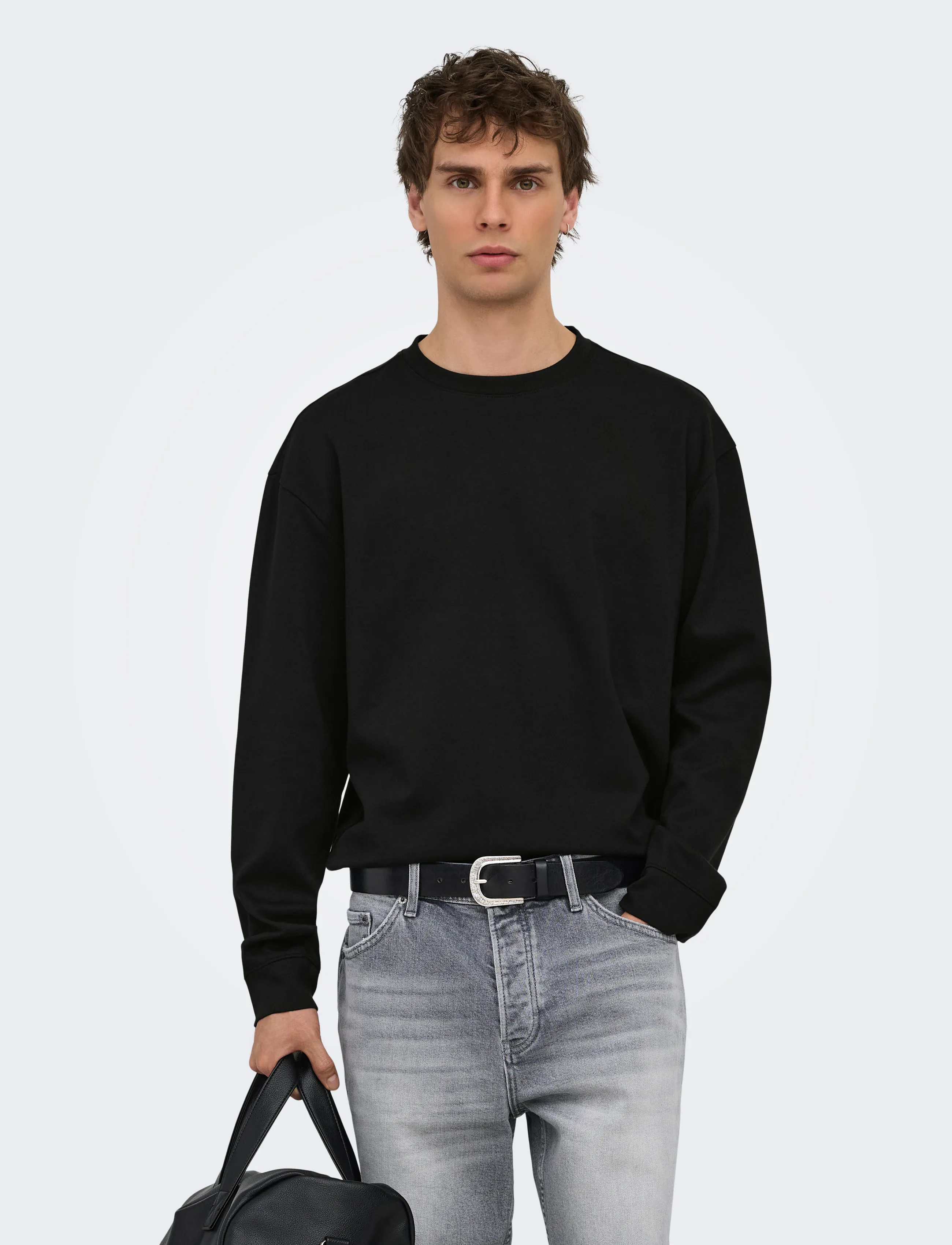 ONLY & SONS ONSCASPIAN AIRFLEX RLX LS TEE NOOS - T-Shirts - BLACK / black