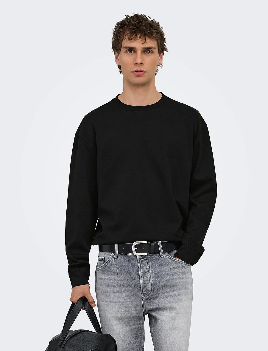ONLY & SONS - ONSCASPIAN AIRFLEX RLX LS TEE NOOS - black - 0