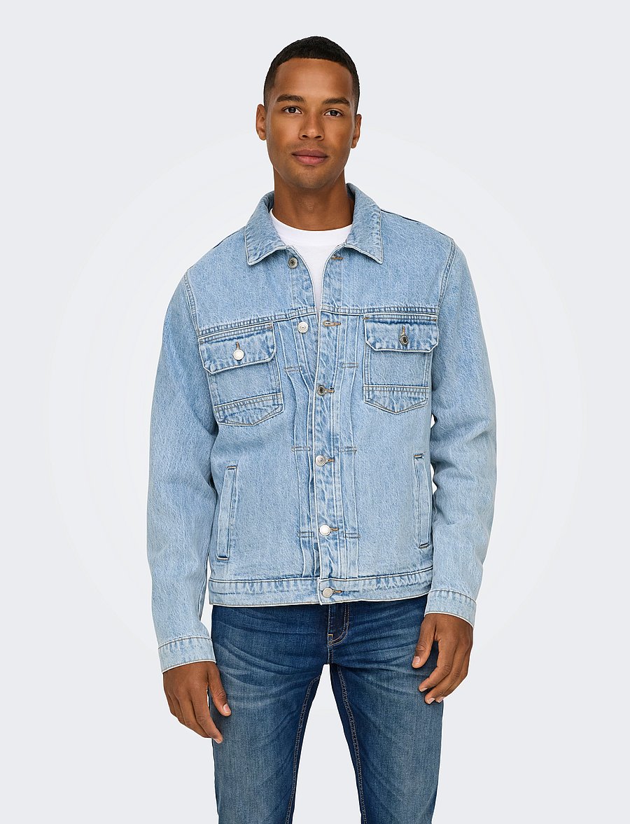 ONLY & SONS - ONSDUKE LB 2035 AZG DNM JACKET - vestes en jean non doublées - light blue denim - 0