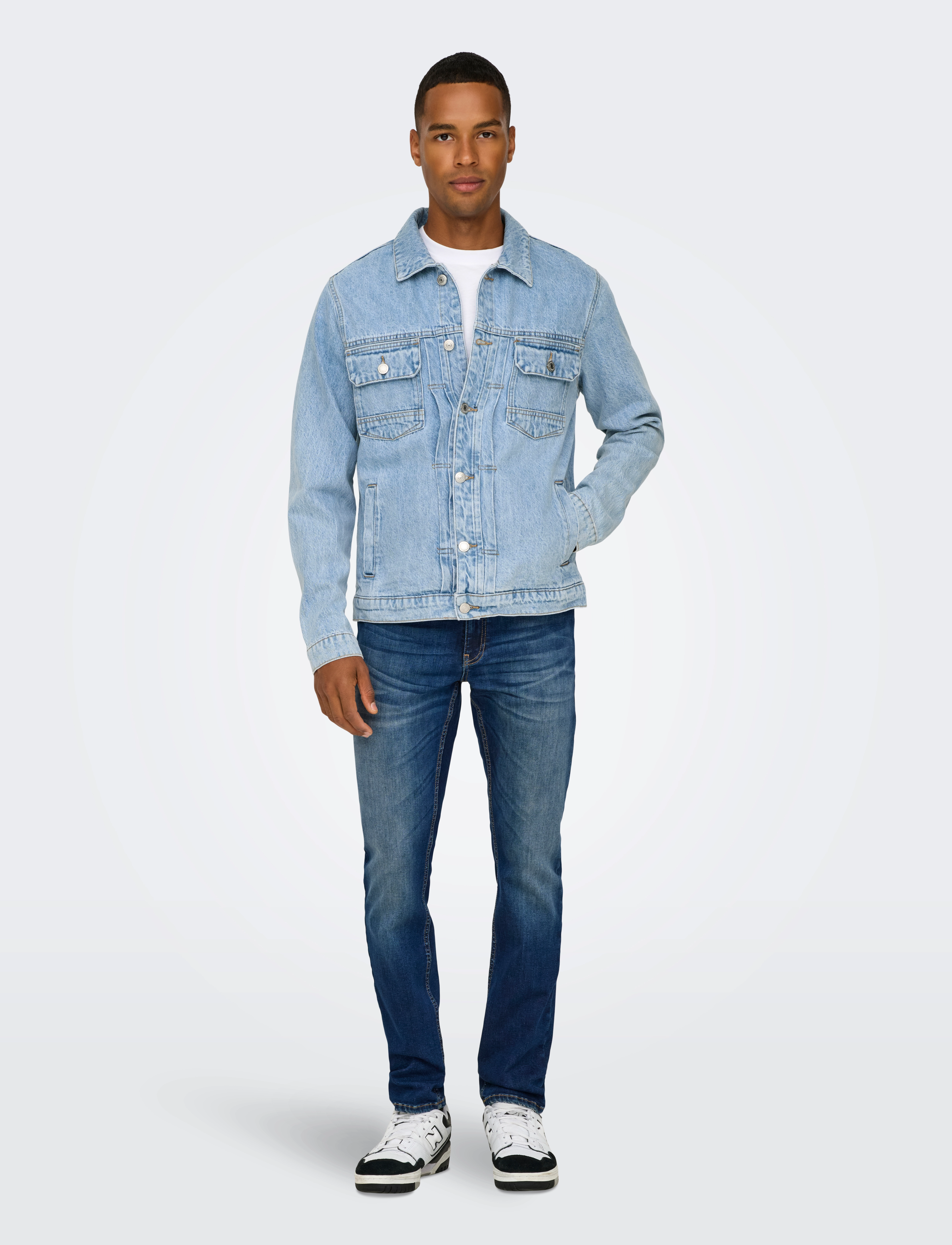 ONLY & SONS - ONSDUKE LB 2035 AZG DNM JACKET - unlined denim jackets - light blue denim - 4