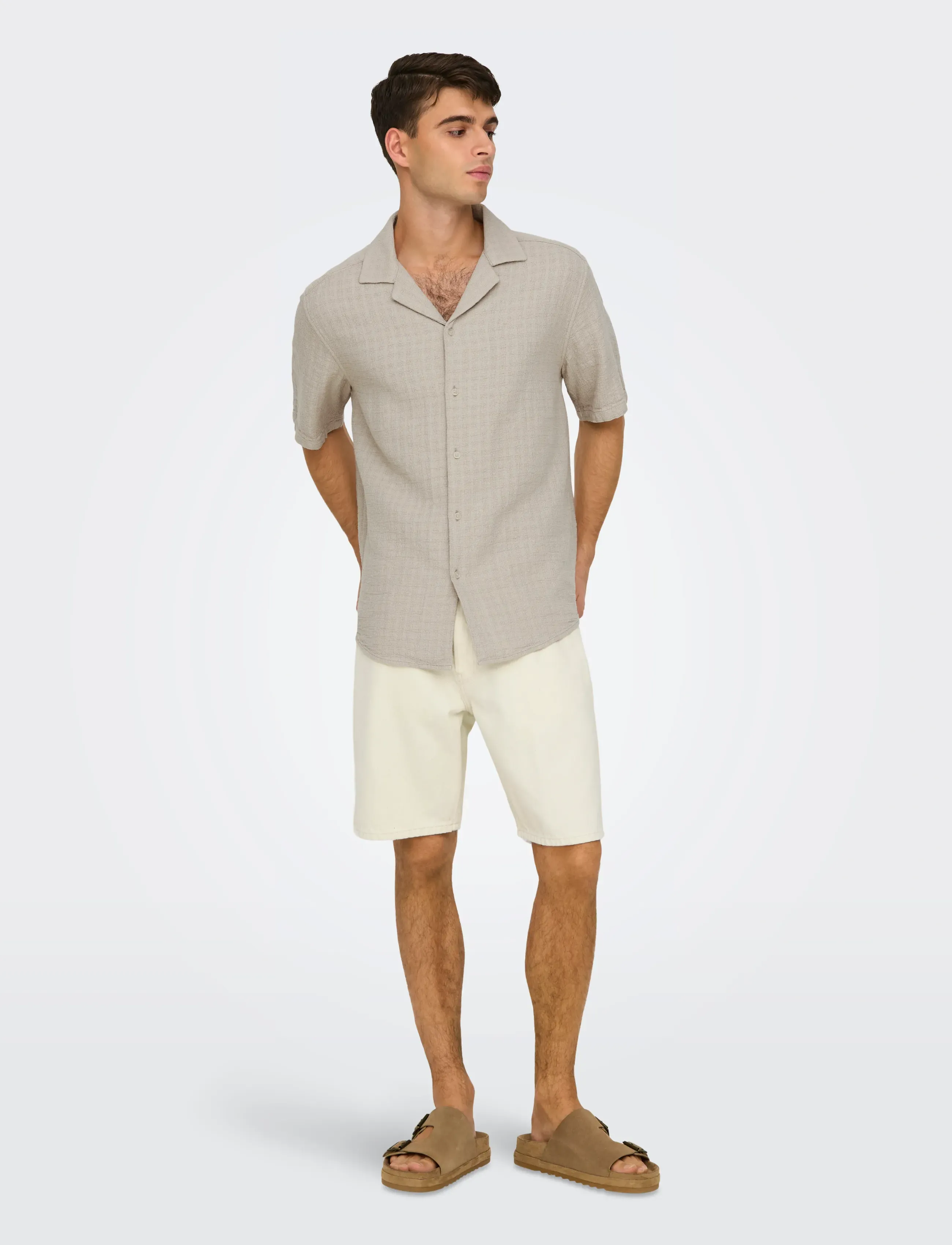 ONLY & SONS - ONSEDGE ECRU 2044 PIM DNM SHORTS NOOS - denim shorts - ecru - 4