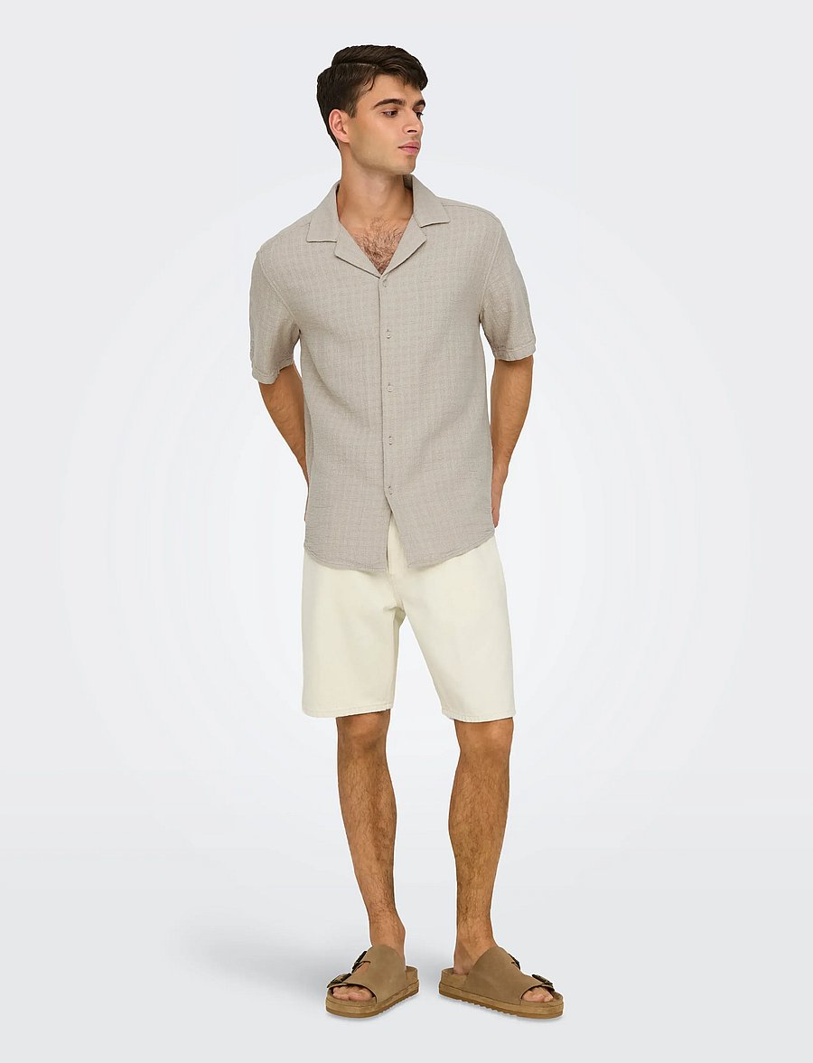 ONLY & SONS - ONSEDGE ECRU 2044 PIM DNM SHORTS NOOS - denim shorts - ecru - 4