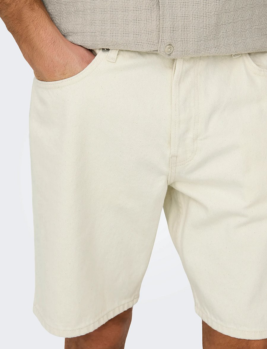 ONLY & SONS - ONSEDGE ECRU 2044 PIM DNM SHORTS NOOS - denim shorts - ecru - 5