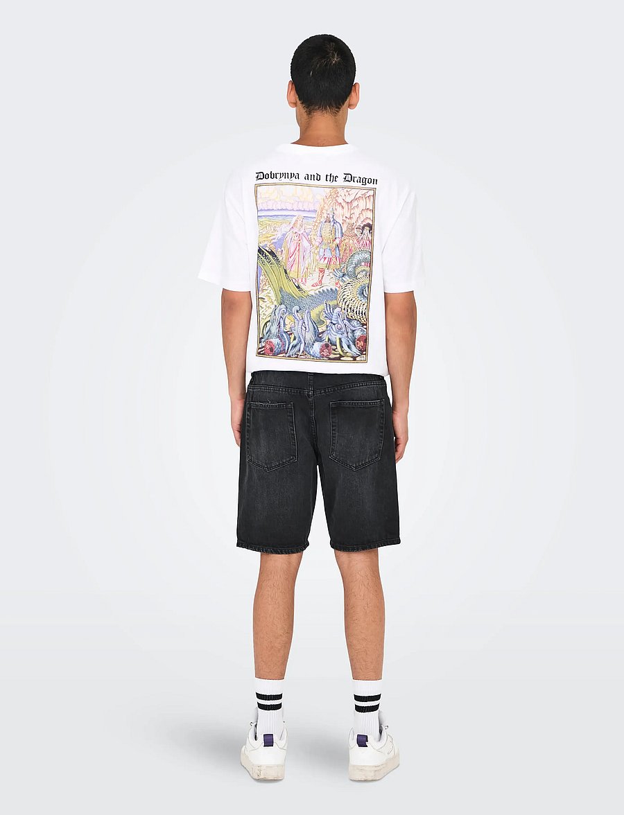 ONLY & SONS - ONSEDGE BLACK 2047 TAI DNM SHORTS NOOS - jeans shorts - black denim - 3
