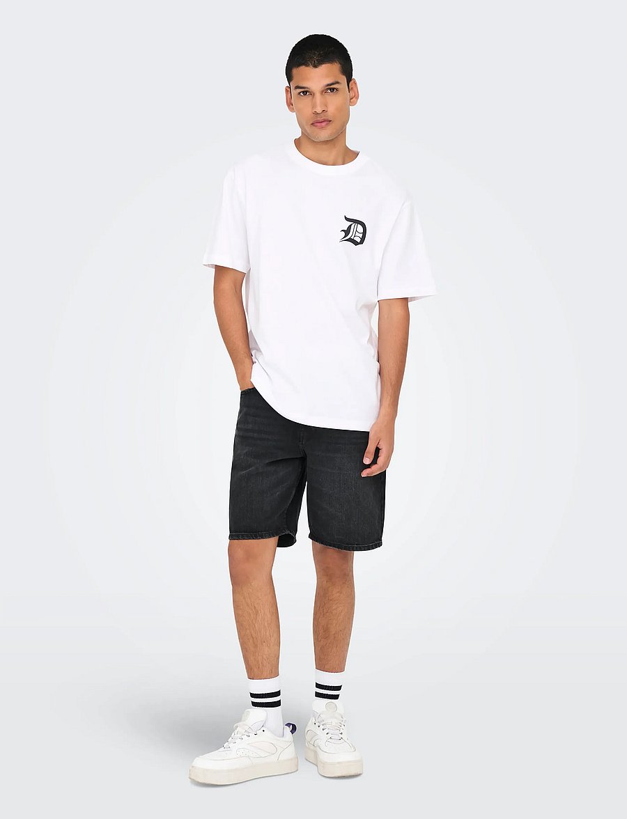 ONLY & SONS - ONSEDGE BLACK 2047 TAI DNM SHORTS NOOS - jeans shorts - black denim - 5