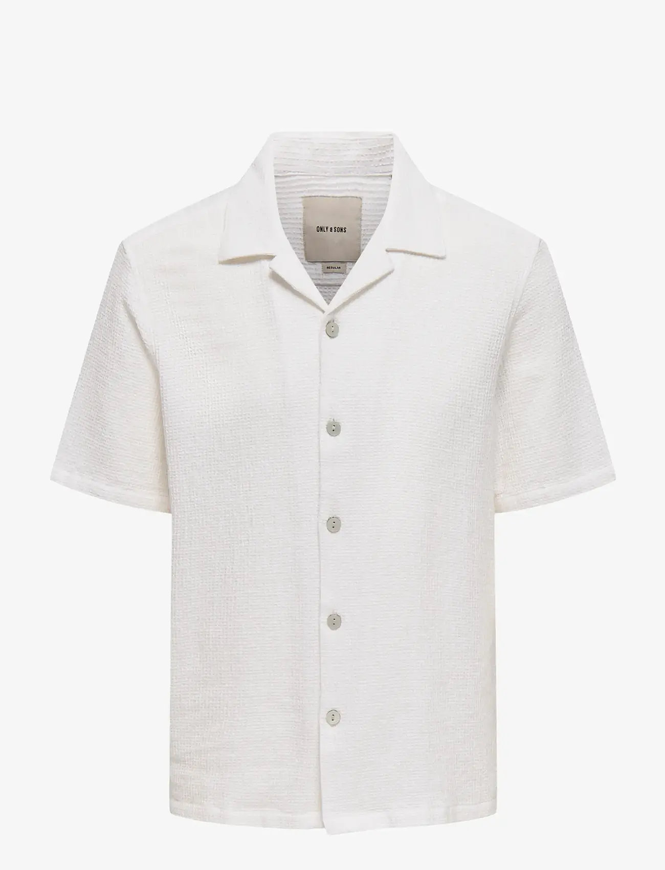 ONLY & SONS - ONSBERTIL WAFFLE SS RESORT SHIRT - stutterma skyrtur - bright white - 0