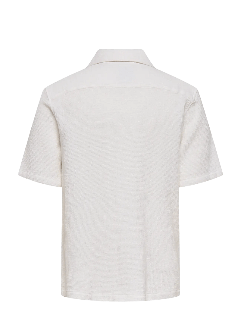 ONLY & SONS - ONSBERTIL WAFFLE SS RESORT SHIRT - kurzarmhemden - bright white - 1