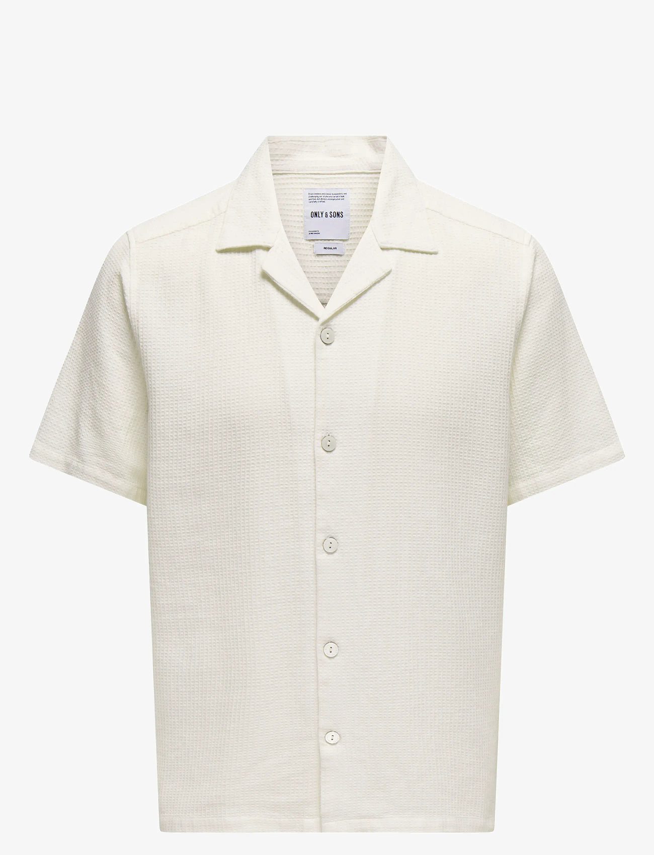ONLY & SONS - ONSBERTIL WAFFLE SS RESORT SHIRT - kurzarmhemden - cloud dancer - 1