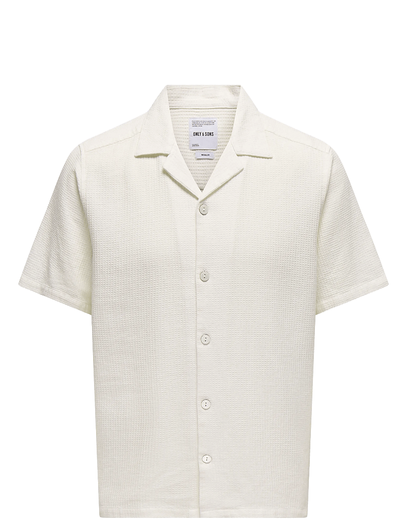 ONLY & SONS - ONSBERTIL WAFFLE SS RESORT SHIRT - kurzarmhemden - cloud dancer - 1