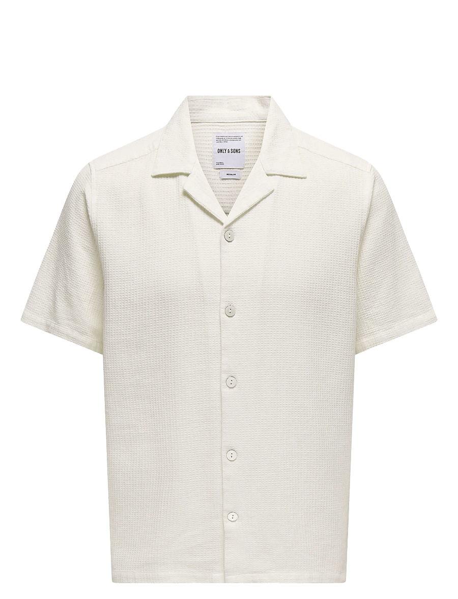 ONLY & SONS - ONSBERTIL WAFFLE SS RESORT SHIRT - chemises à manches courtes - cloud dancer - 1