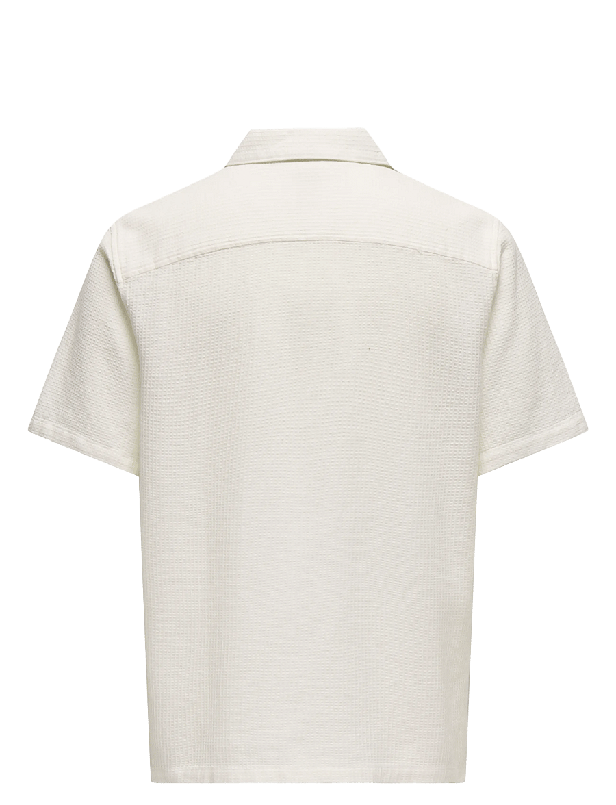 ONLY & SONS - ONSBERTIL WAFFLE SS RESORT SHIRT - chemises à manches courtes - cloud dancer - 2