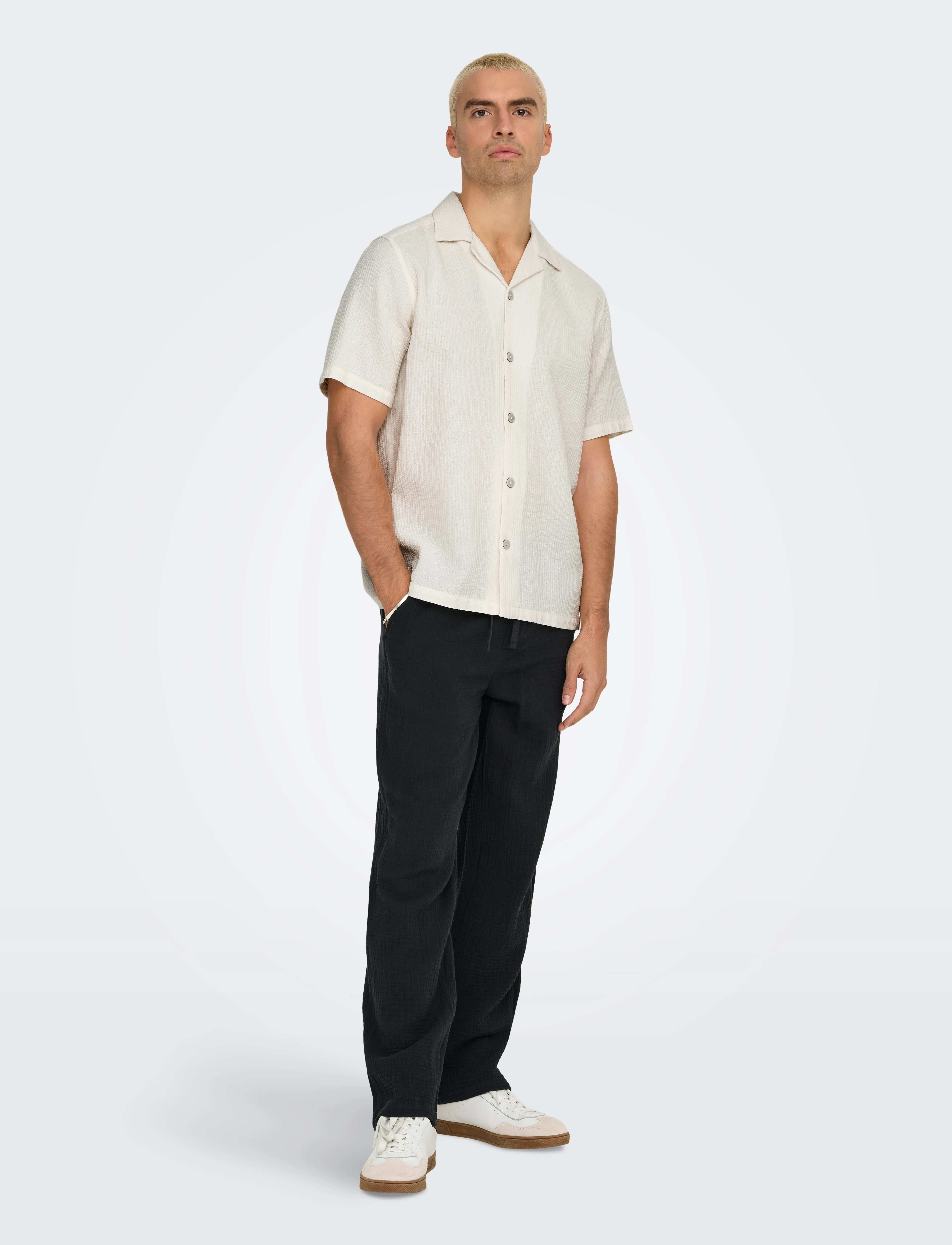 ONLY & SONS ONSBERTIL WAFFLE SS RESORT SHIRT - Skjorter - CLOUD DANCER / white