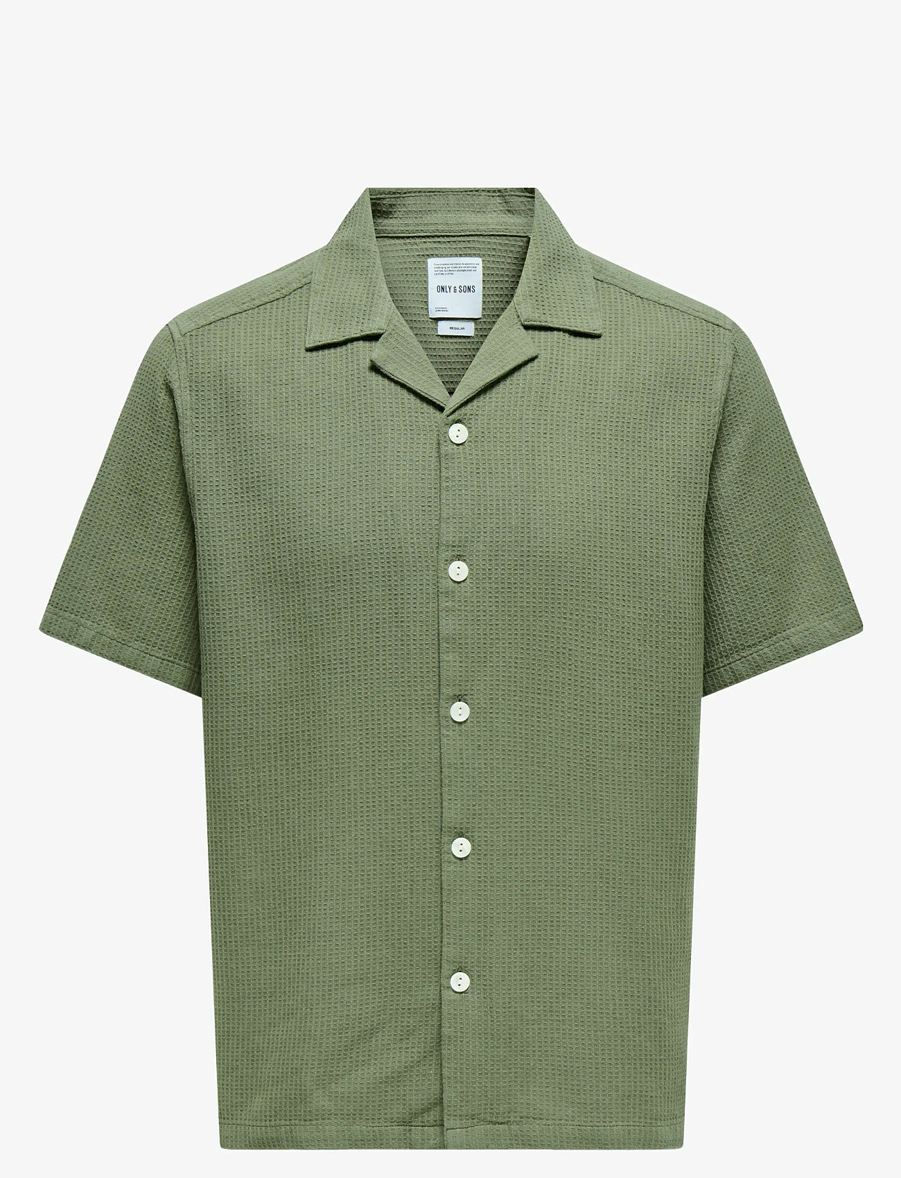 ONLY & SONS - ONSBERTIL WAFFLE SS RESORT SHIRT - kortærmede skjorter - deep lichen green - 1