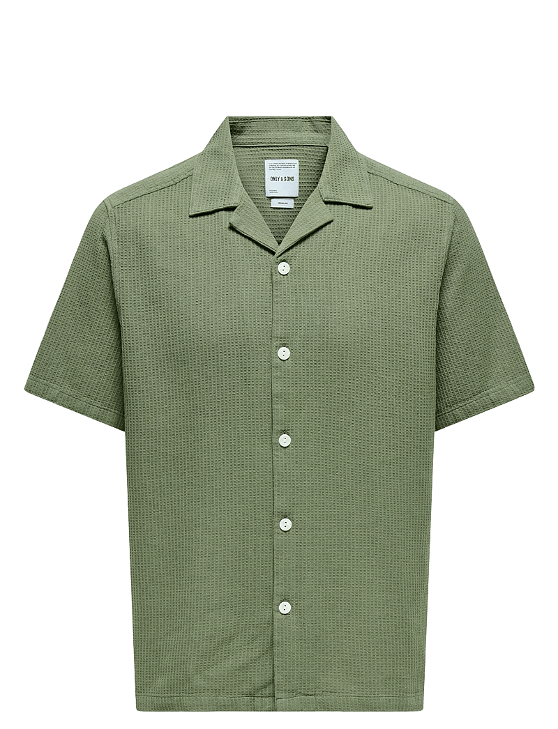 ONLY & SONS - ONSBERTIL WAFFLE SS RESORT SHIRT - kurzarmhemden - deep lichen green - 1