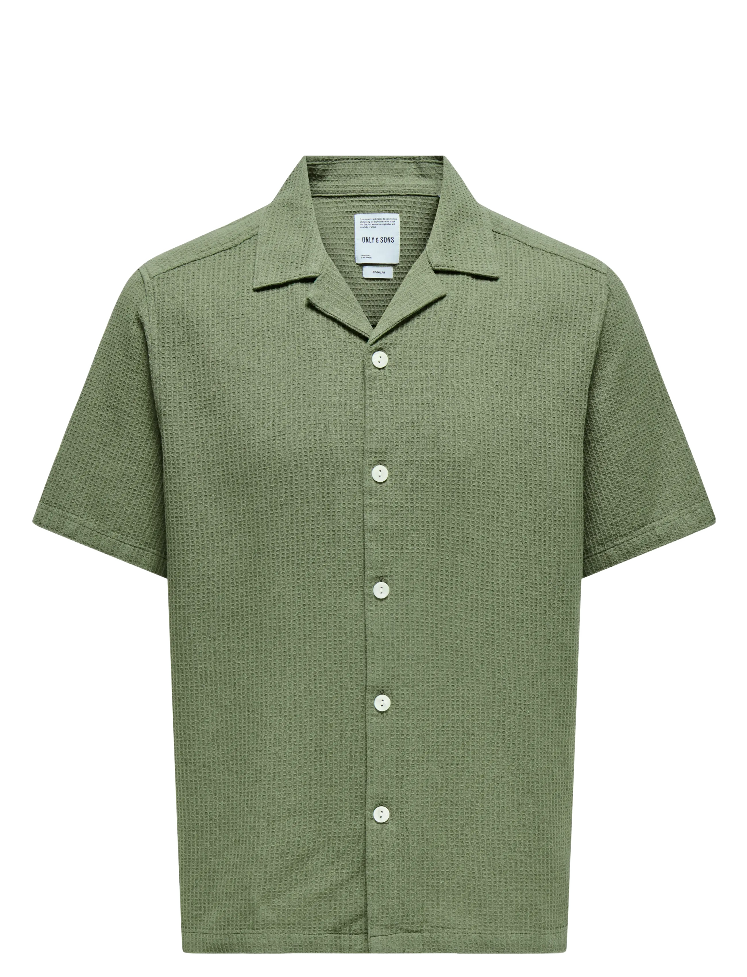 ONLY & SONS ONSBERTIL WAFFLE SS RESORT SHIRT - ONLY & SONS - DEEP LICHEN GREEN / green